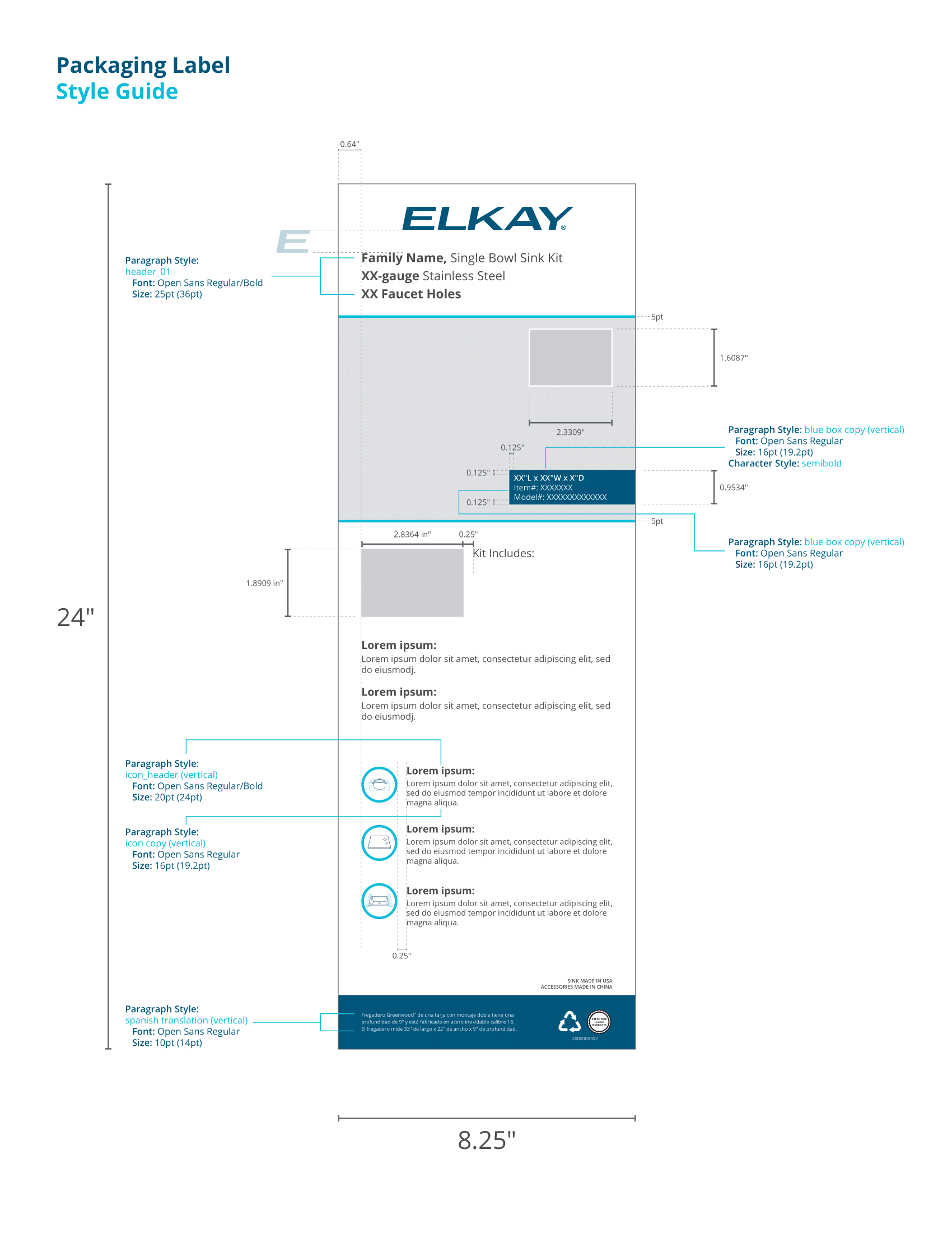 Product packaging label style guide