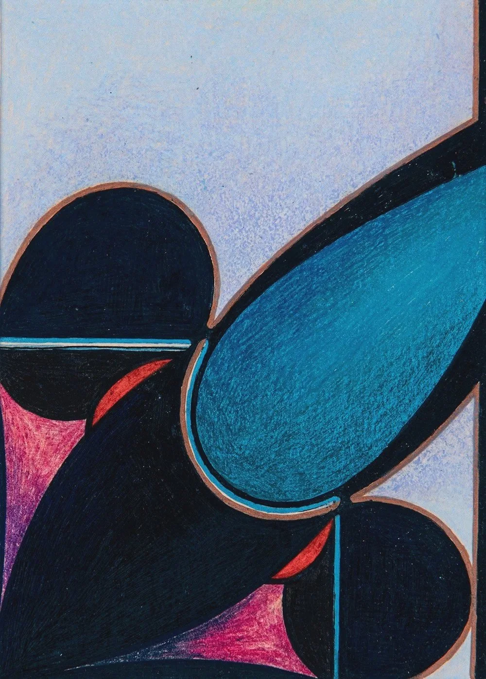 'Raket' — illustratie bij het boek OMARIA uit de serie De Nachtreizigers door Xandra Dupper, abstract geometrisch beeld in zwart, blauw en paars