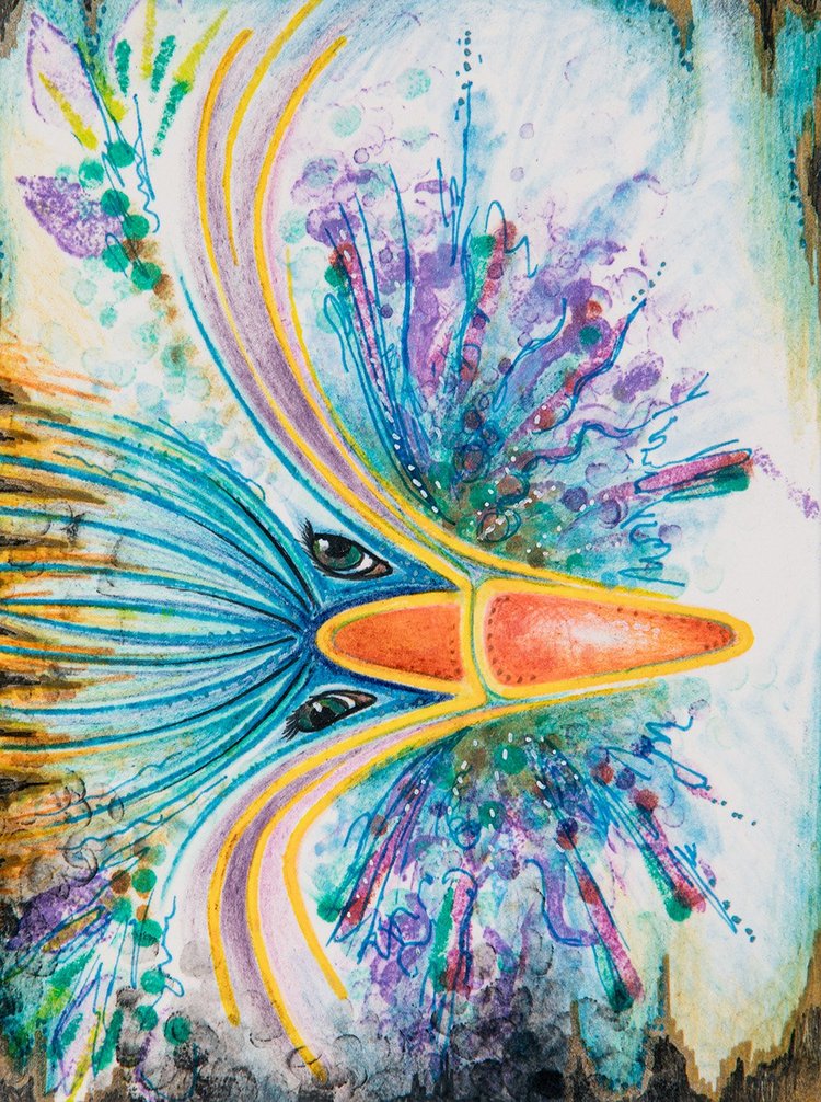 Red-bullet-bird, artwork by Xandra Dupper
