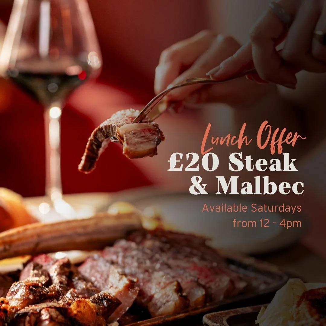 From Saturday 7th February, we're switching up our Saturday lunch offer to Steak and Malbec for just &pound;20 pp. Available every Saturday from 12 PM to 4 PM at Battersea, Crouch End, Canary Wharf, &amp; Islington.

#saturdaylunch #saturdaylunchoffe