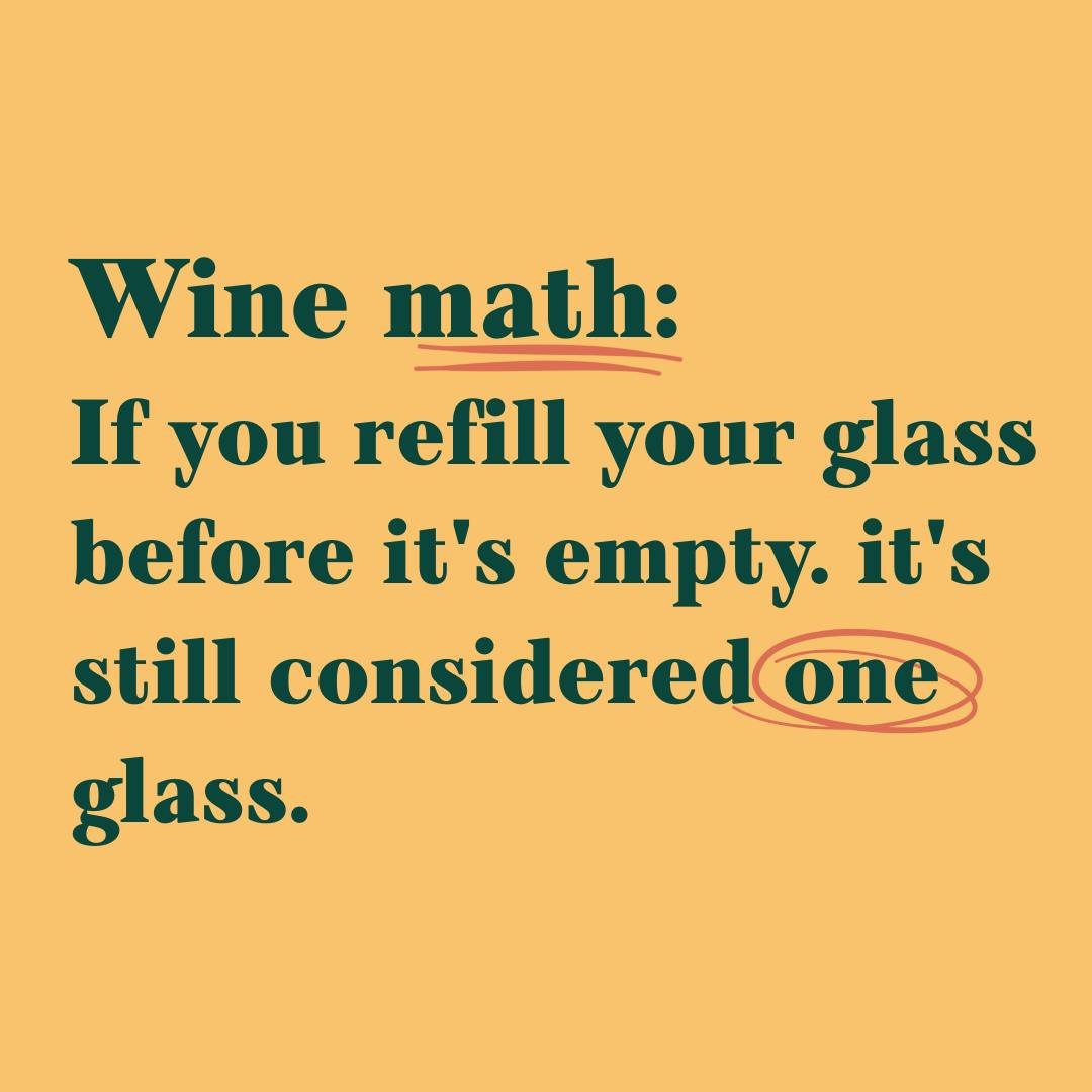 It&rsquo;s still just one glass.

#wine #winejokes #winelover #winememe #winememes #winefunny #winehumor #alcoholmemes #drinkmemes