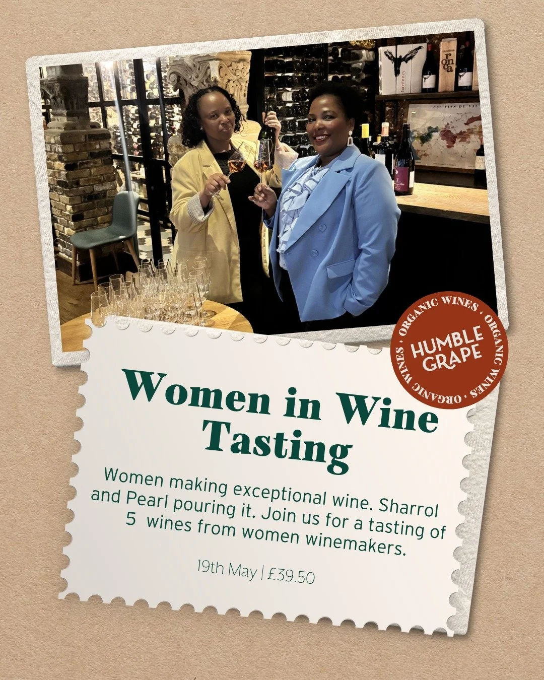 Women making exceptional wine. Sharrol and Pearl pouring it. 

Join us on 19th May at Humble Grape Fleet Street as we celebrate the pioneering women smashing grapes - and the patriarchy - all year round. Sharrol and Pearl from our wine team will guid