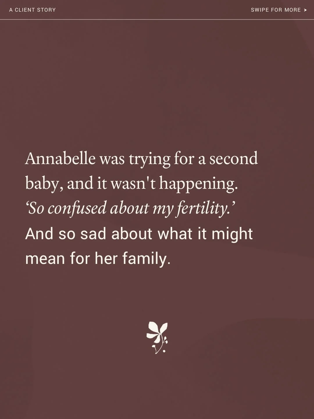Annabelle was trying for a second baby and felt so confused about her fertility. What I see most in clinic with secondary infertility is nutrient deficiencies and postpartum deficiency, driven by not being able to look after yourself once the first b