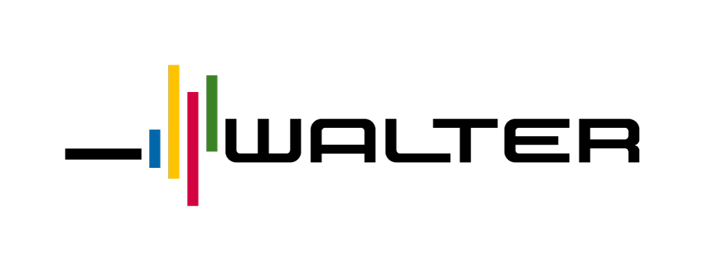 Logo with colorful vertical bars followed by the word 'WALTER' in black capital letters.