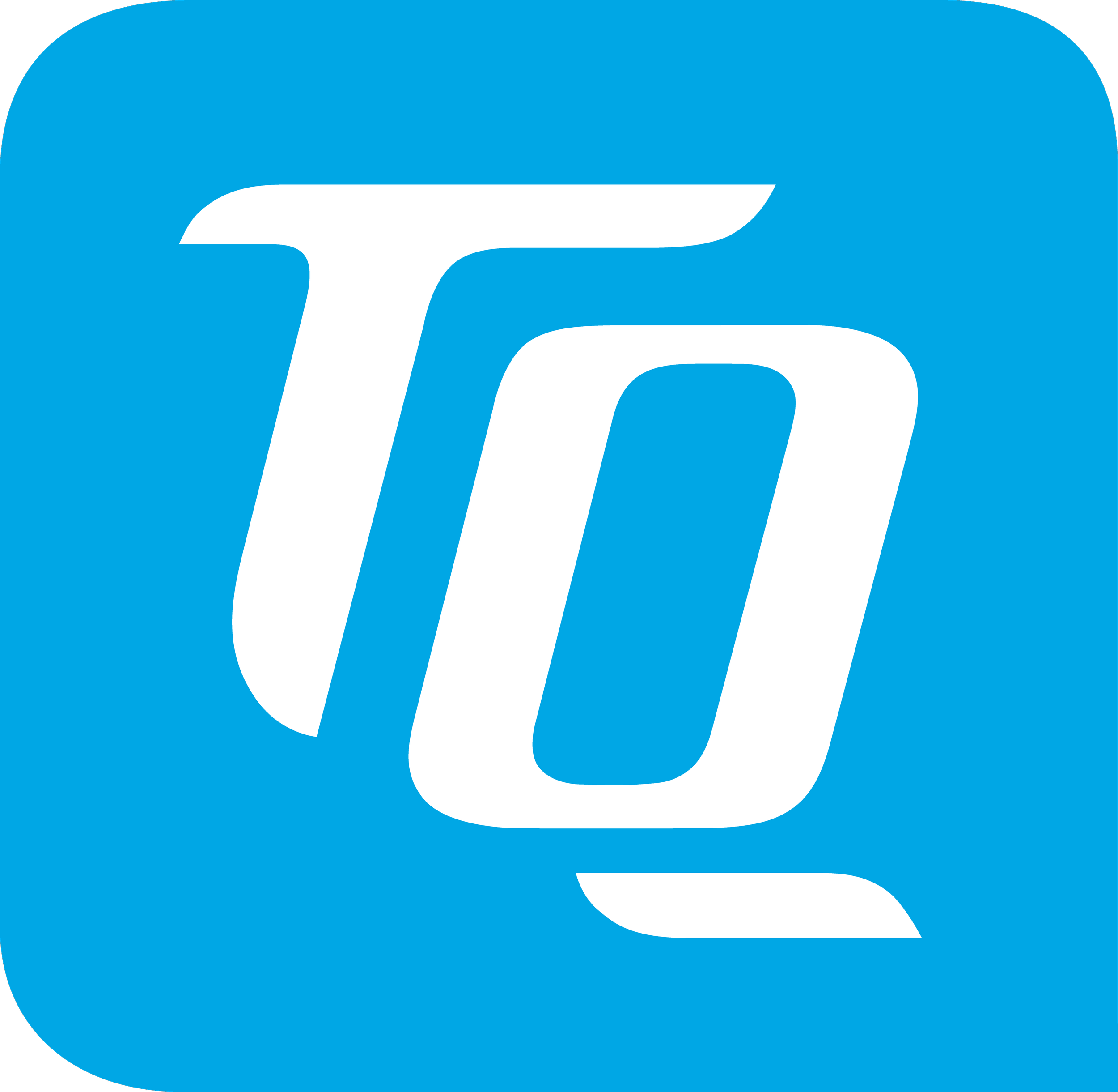 White stylized letter 'F' on a blue background with rounded corners.