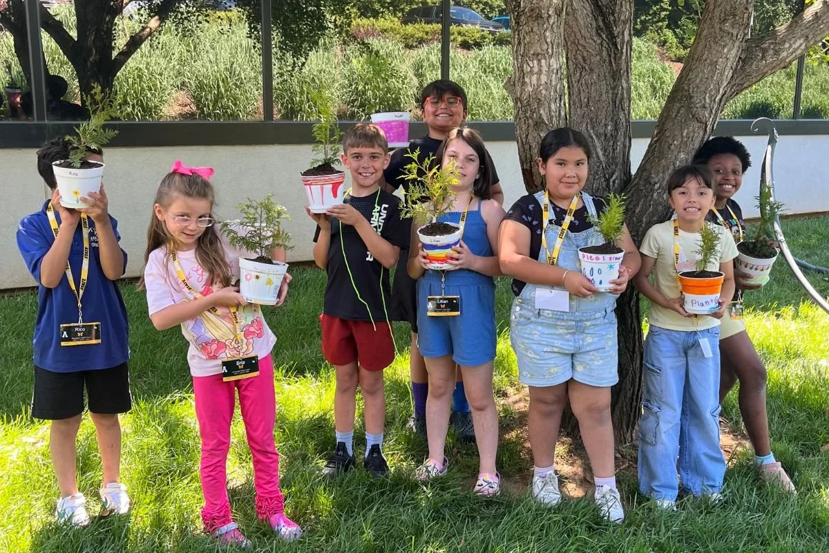 Children learn about resilience and perseverance through tree planting activities.