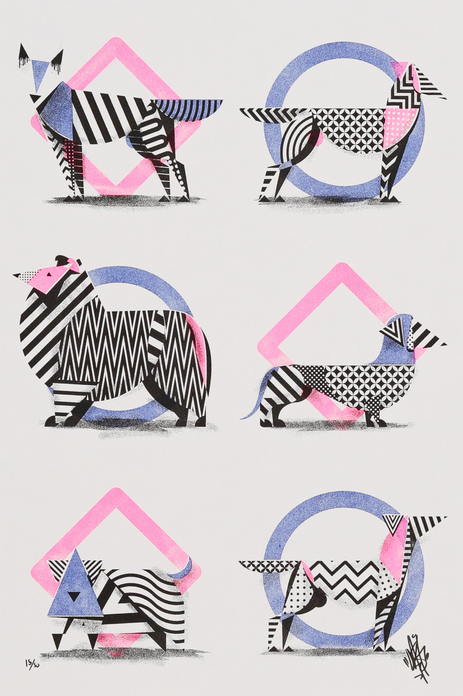 Les Chiens Print by Dast Uno