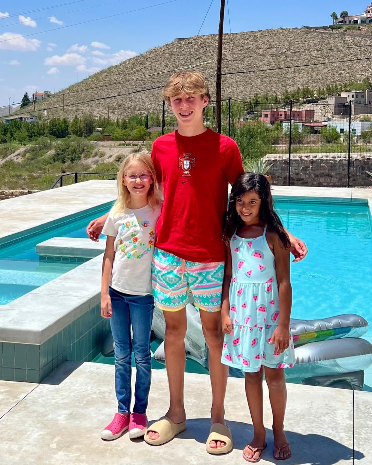 We had a great day with our new friends, Jiya and Eva, who have celiac disease.  We cooked a gluten-free lunch of three cheese mac, quesadillas, watermelon, and lots of fun snacks! We swam and swapped stories on restaurants and our favorite foods.  W
