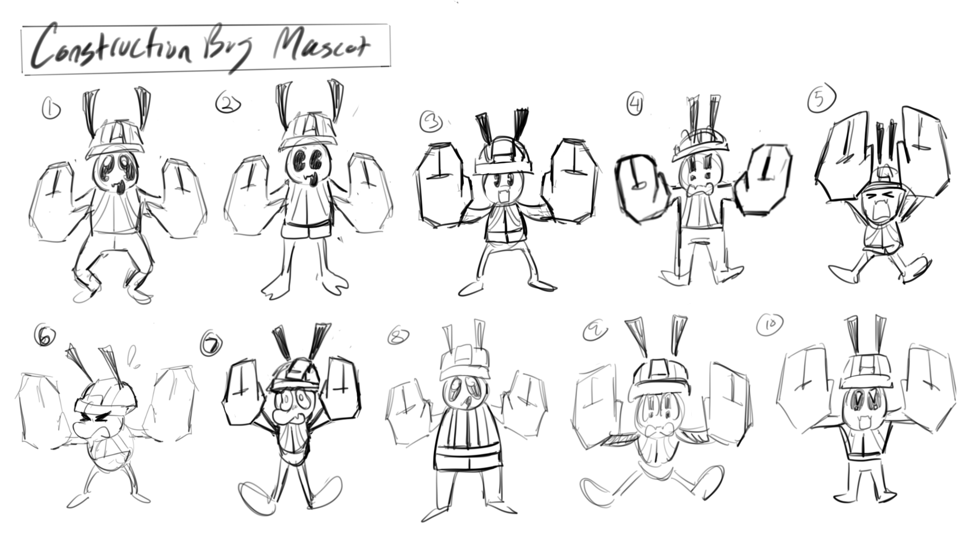 Exploration sketches for the road sign mascot