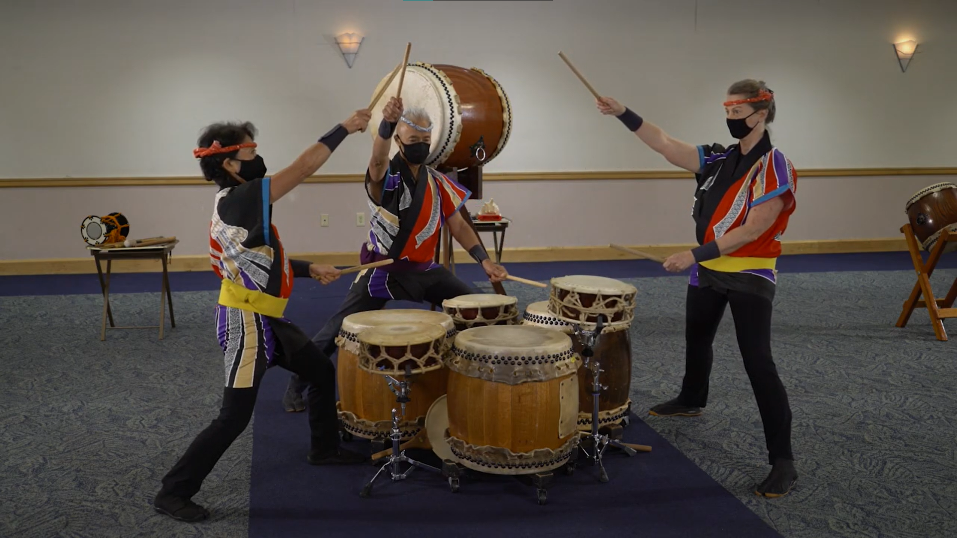  Instructor Kenny Endo and members of the Taiko Center of Pacific demonstrate taiko drumming