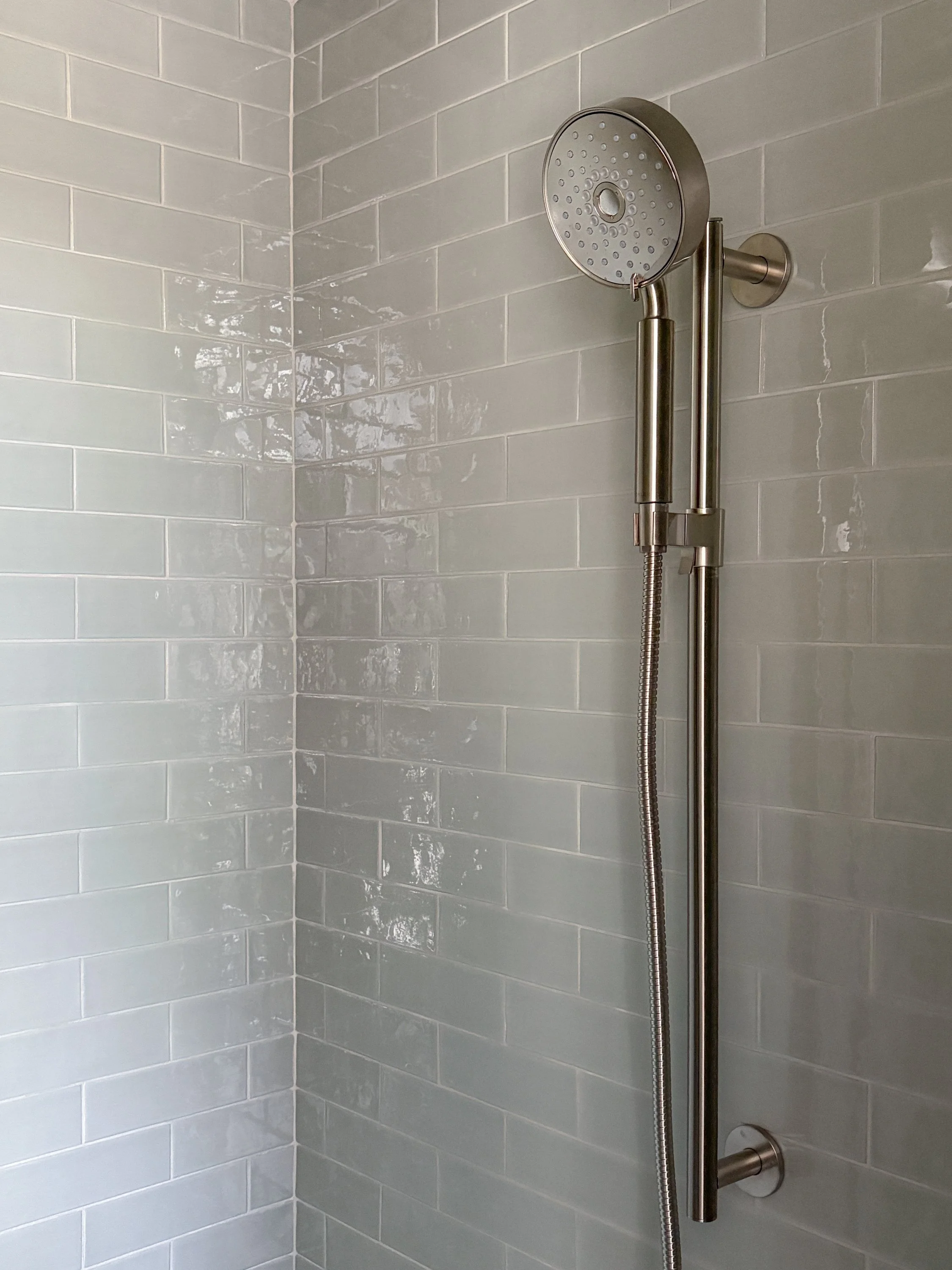Walk in tile shower. Bathroom addition remodel. Kohler.