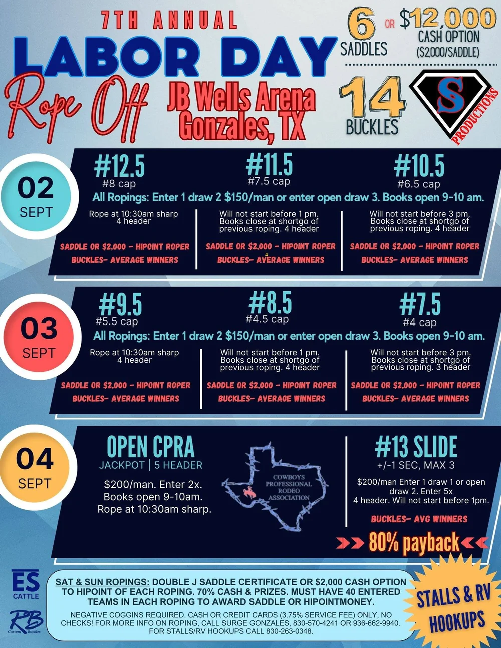 7th Annual Labor Day Rope Off Team Roping JB Wells Arena in Gonzales