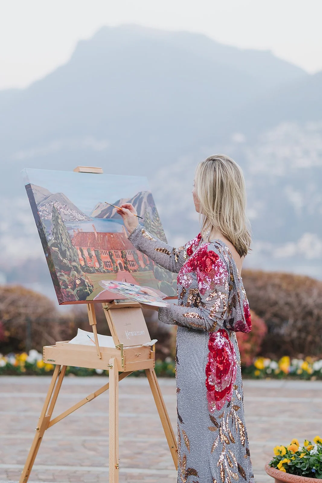 Luxury Fine Artist and Wedding Painter, Katie Geis, Villa Principe Leopoldo, Lugano, Switzerland