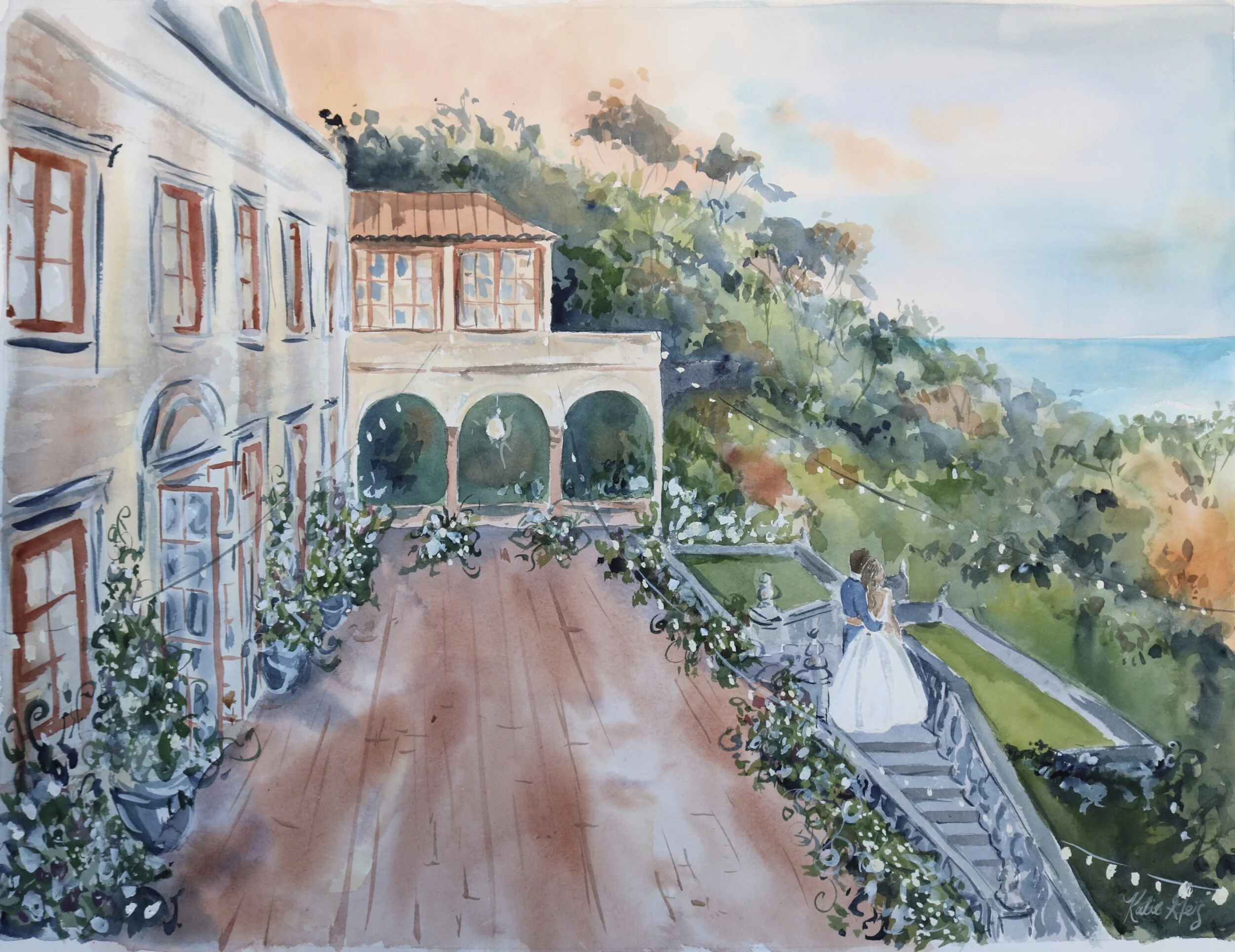 Katie Geis live wedding painting Villa Terrace, Milwaukee Wisconsin A.O. Smith wedding