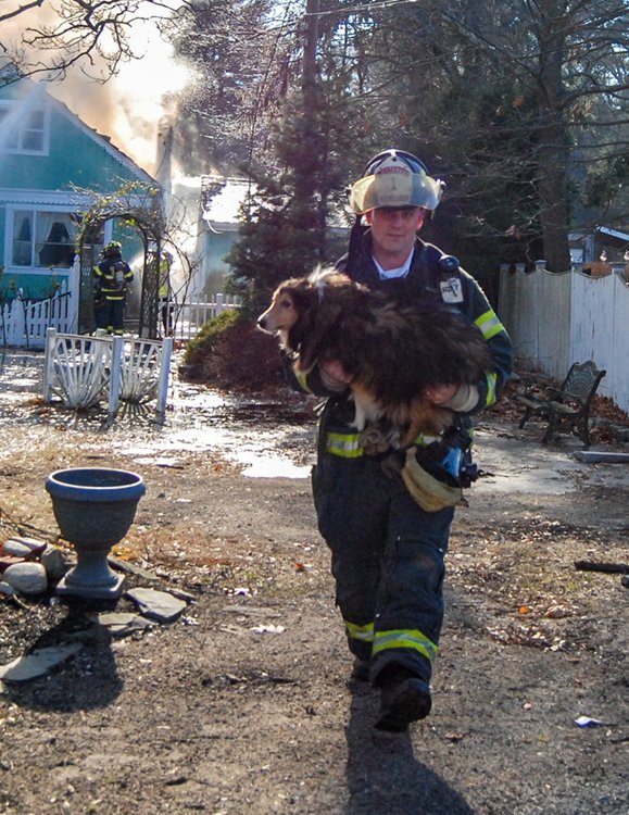 Bella dog and Holbrook firefighter Scott Collins.jpg