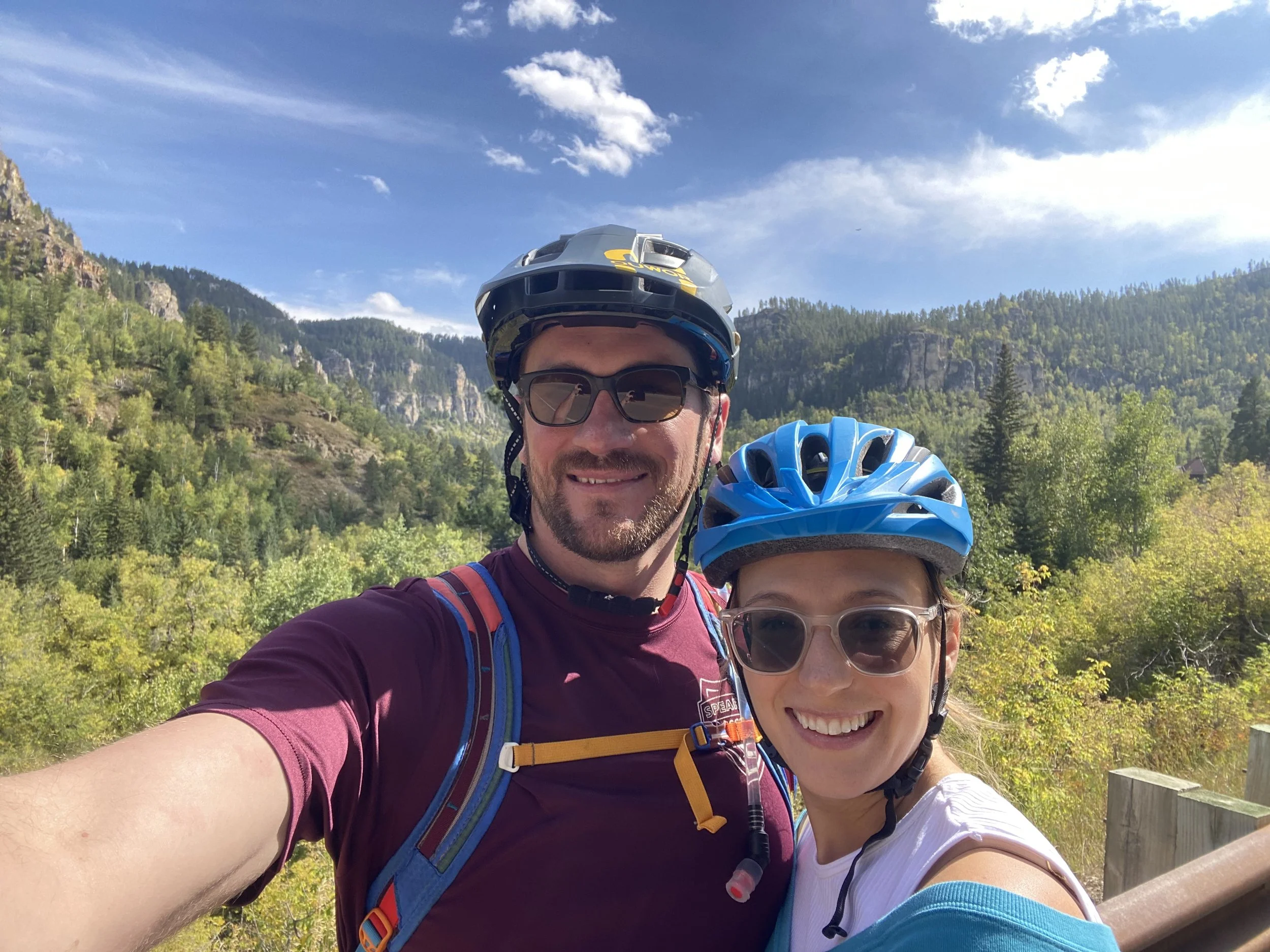 Biking Spearfish Canyon with my husband John