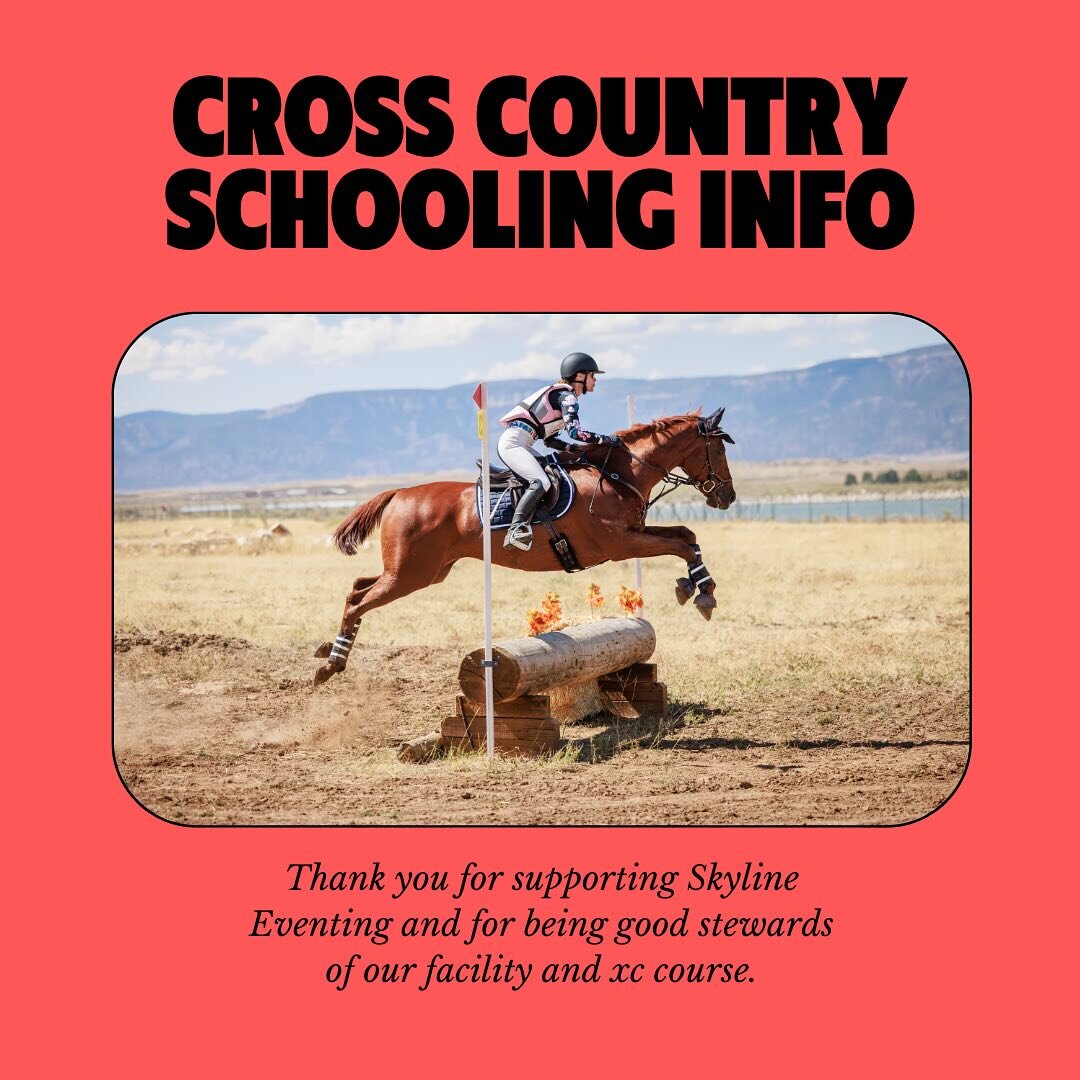 The weather is getting warmer, which logically means one thing: cross country schooling! 

As folks are enjoying our cross country course, we wanted to share a schooling refresher: 
- Schooling is $35/horse payable via Skyline's Venmo @skylineeventin