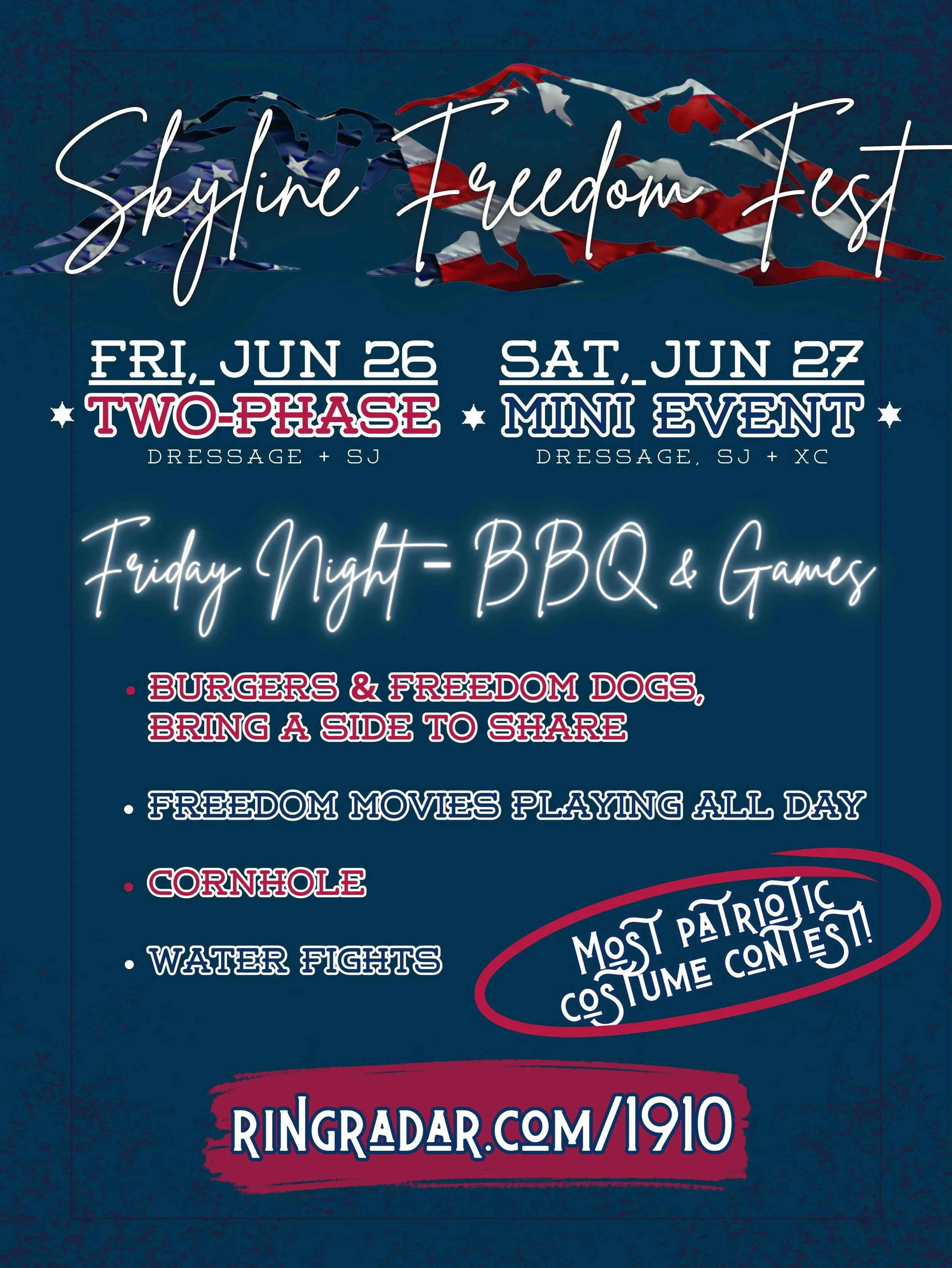 Yes, Freedom Fest is back, and it&rsquo;s better than ever 😎

🏇🇺🇸🦅

What&rsquo;s your favorite thing about horse shows? Wait sorry, did you say games? And costumes? Surely it&rsquo;s not Friday night barbecues and outdoor movies?? Well well, do 