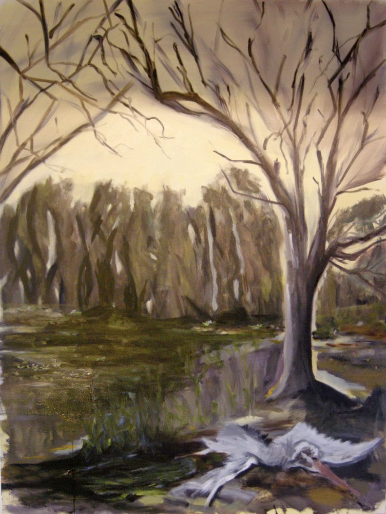 Invocation at Barataria-“do not let my soul leave in anger”, 2010, 48 x 36, oil on canvas