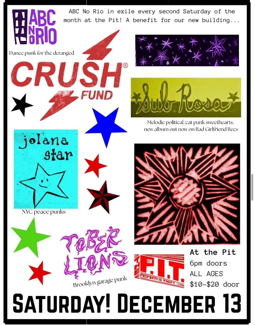 ABC No Rio Benefit with Crush Fund/SubRosa/Jolana Star/Tober Lions