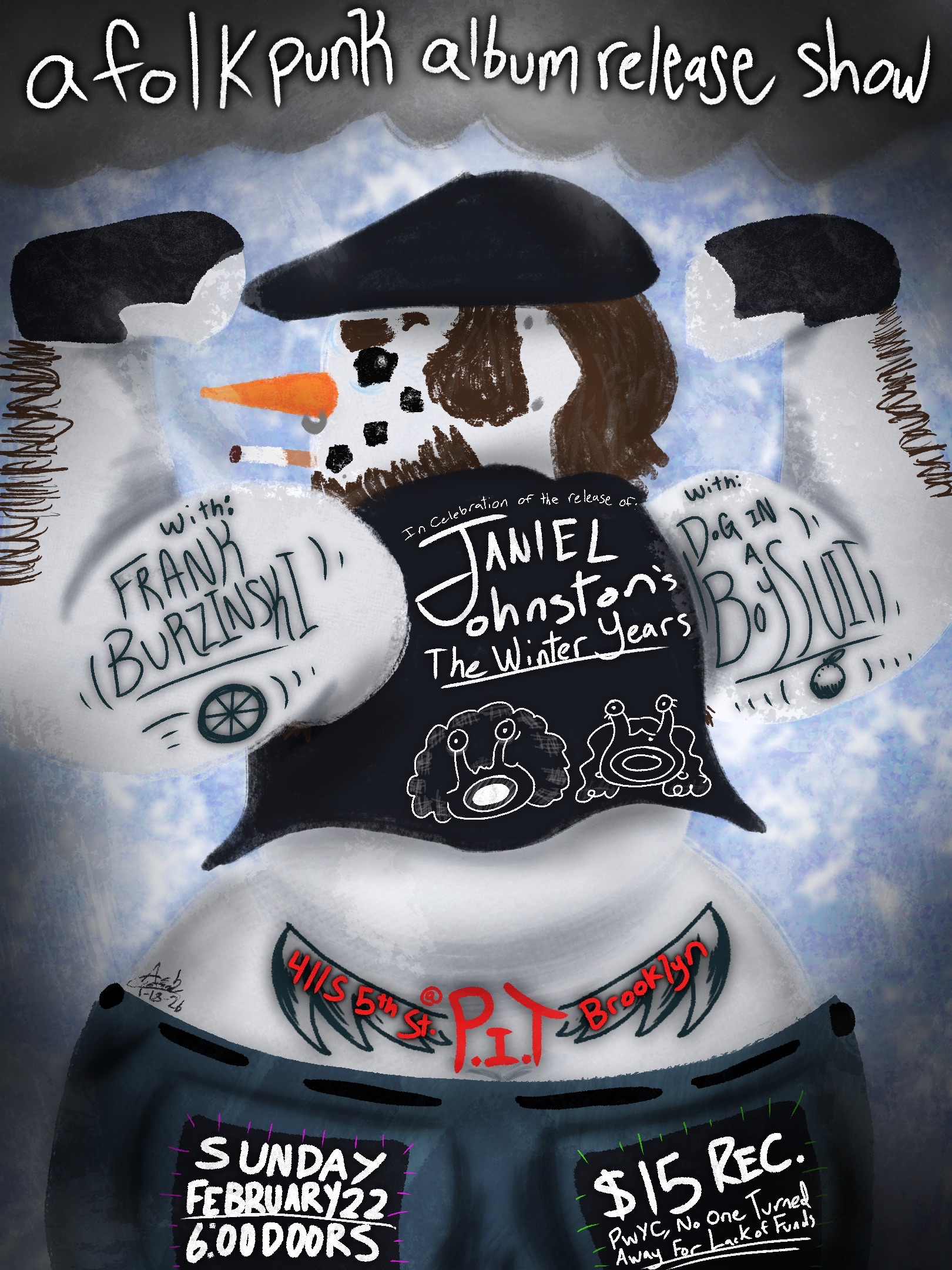 A Folk Punk Album Release Show with Janiel Johnston/A Dog in a Boysuit/Frank Burzinksi
