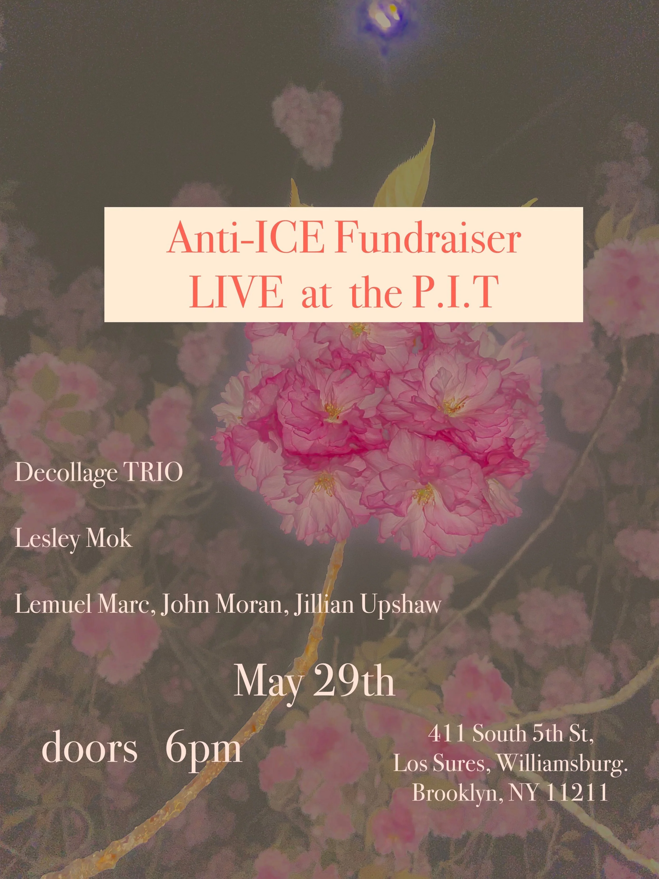 Anti-ICE Free Jazz Fundraiser ft. Decollage TRIO//Lesley Mok//Lemuel Marc/John Moran/Jillian Upshaw