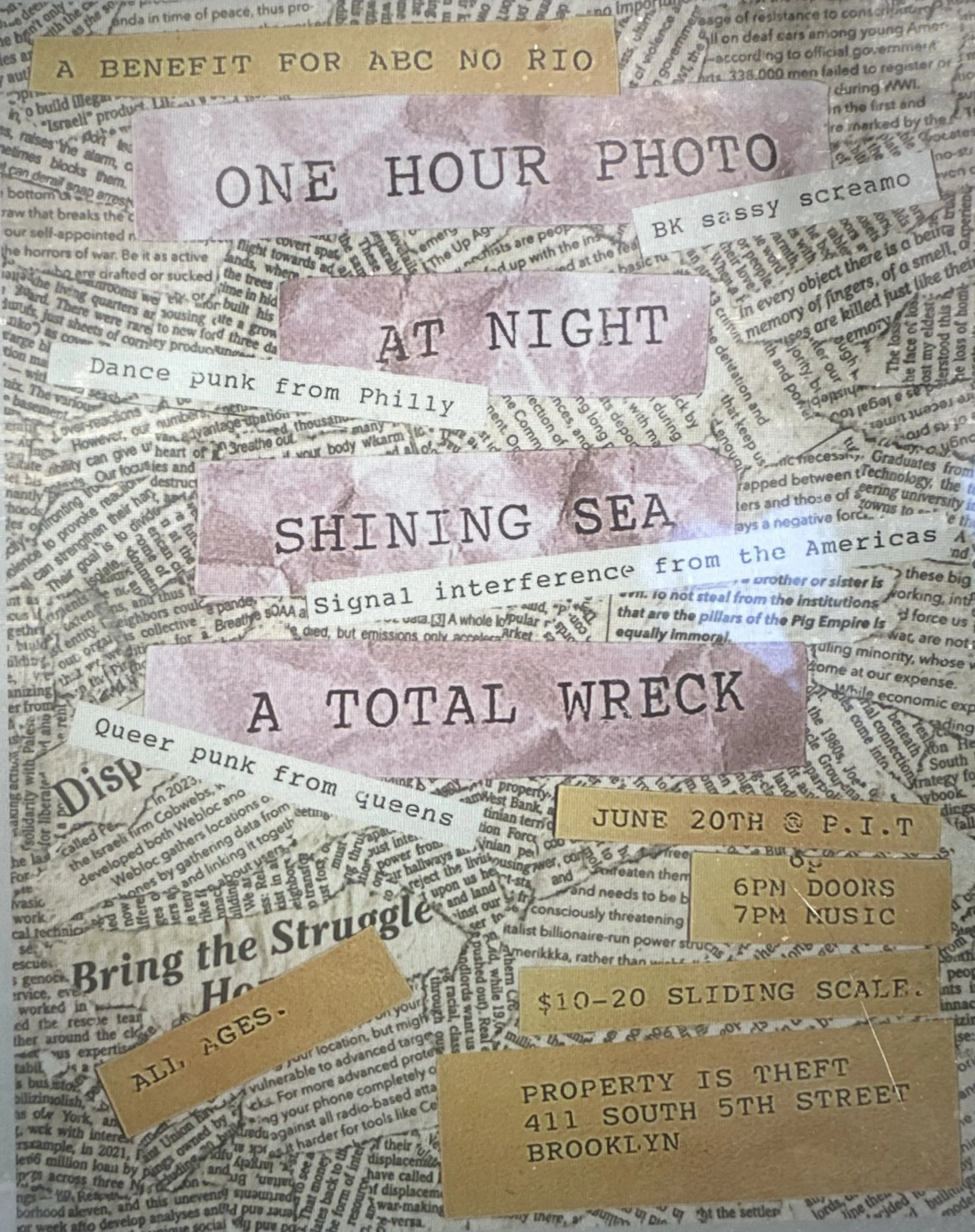 ABC NO RIO BENEFIT SHOW: One Hour Photo/At Night/Shining Sea/A Total Wreck