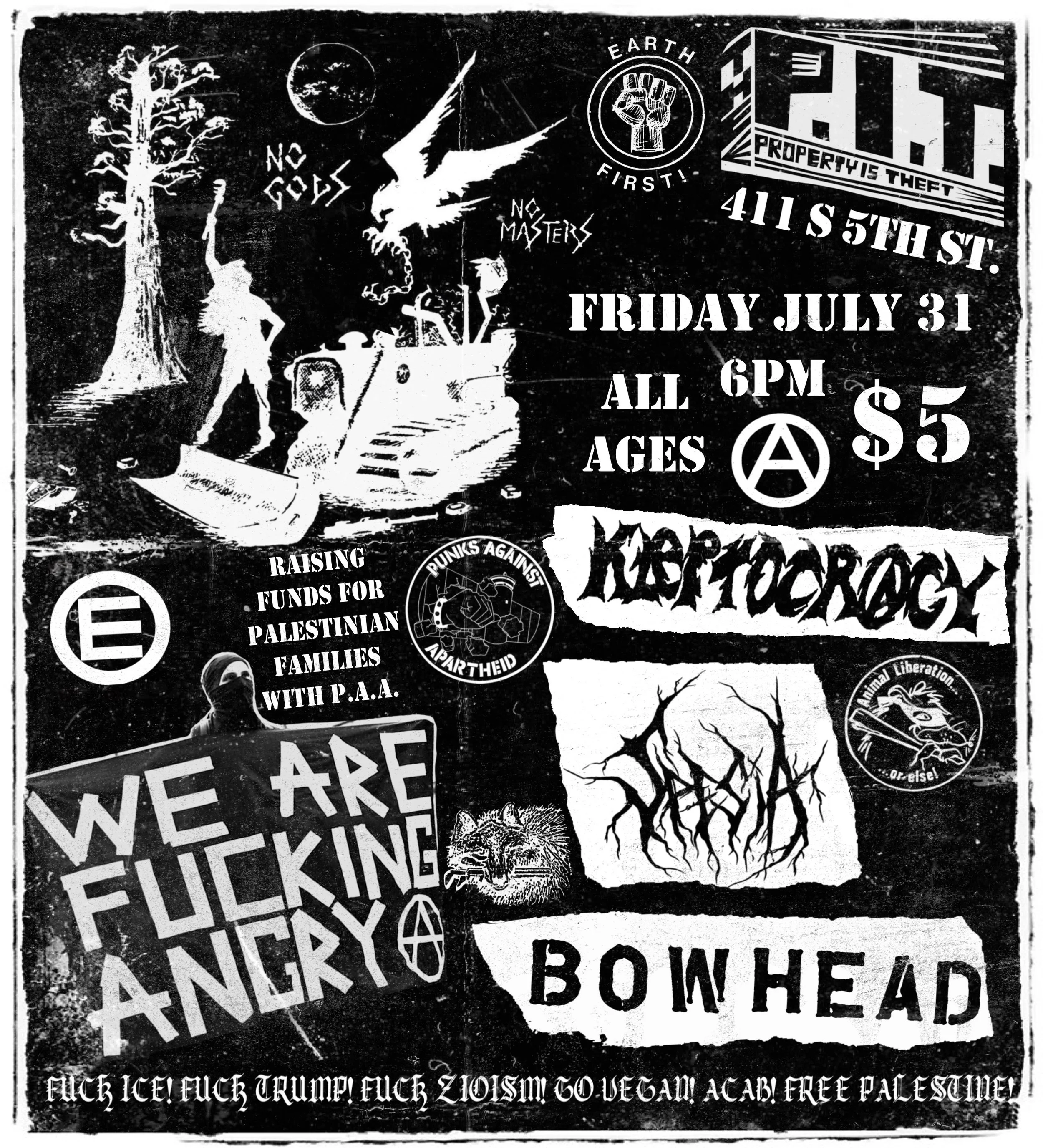 Punks Against Apartheid w/ Spesia/Bowhead/Kleptocracy