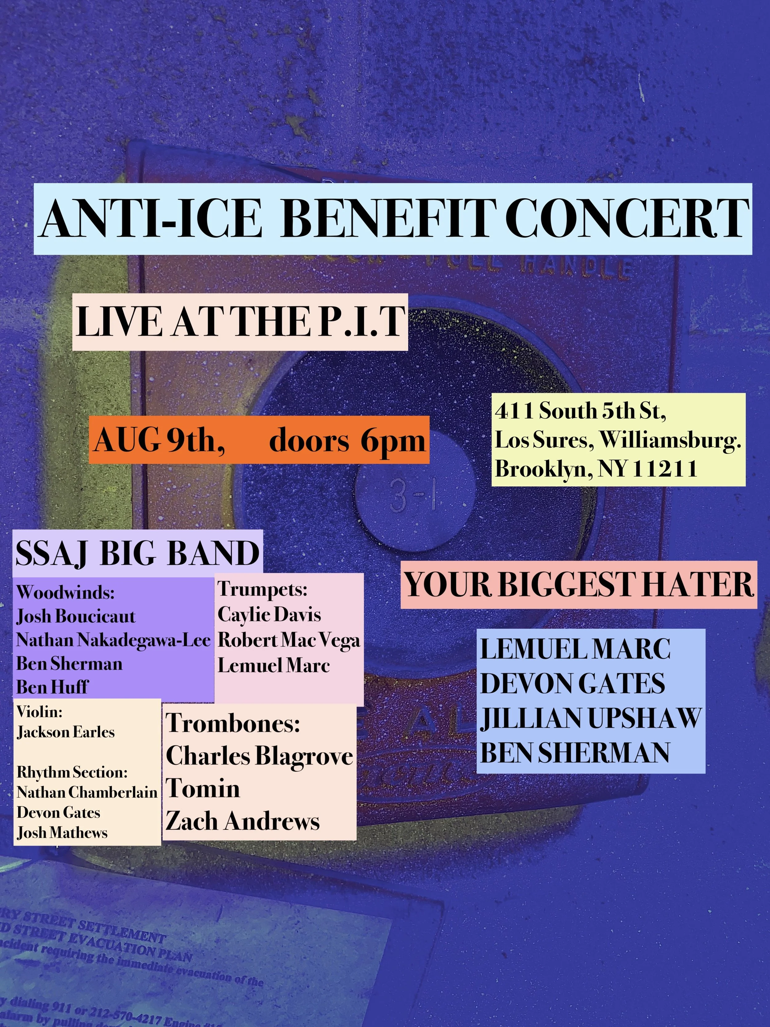 Anti-Ice Benefit Show with Selendis Sebastian Alexander Johnson's Big Band and Your Biggest Hater