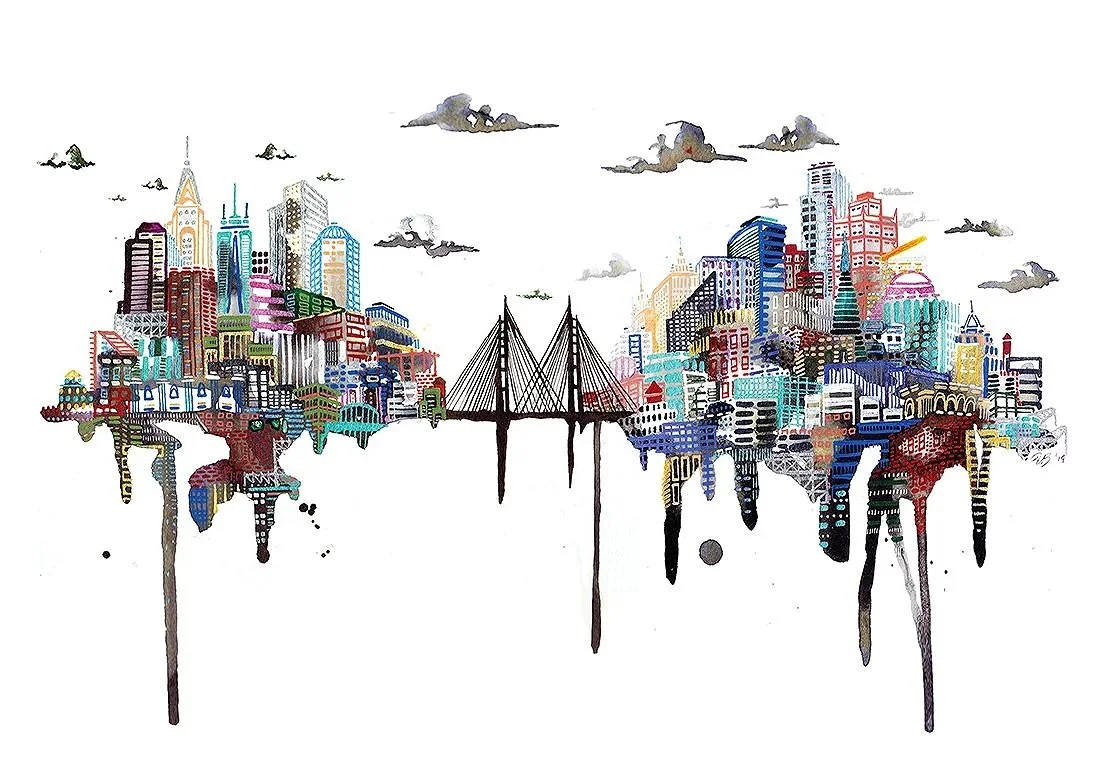 Imagined City CITIES: San Fransisco, Portland, LA, New York, & Chicago. BRIDGE: A Combination of the Golden Gate & Tilikum Bridges 