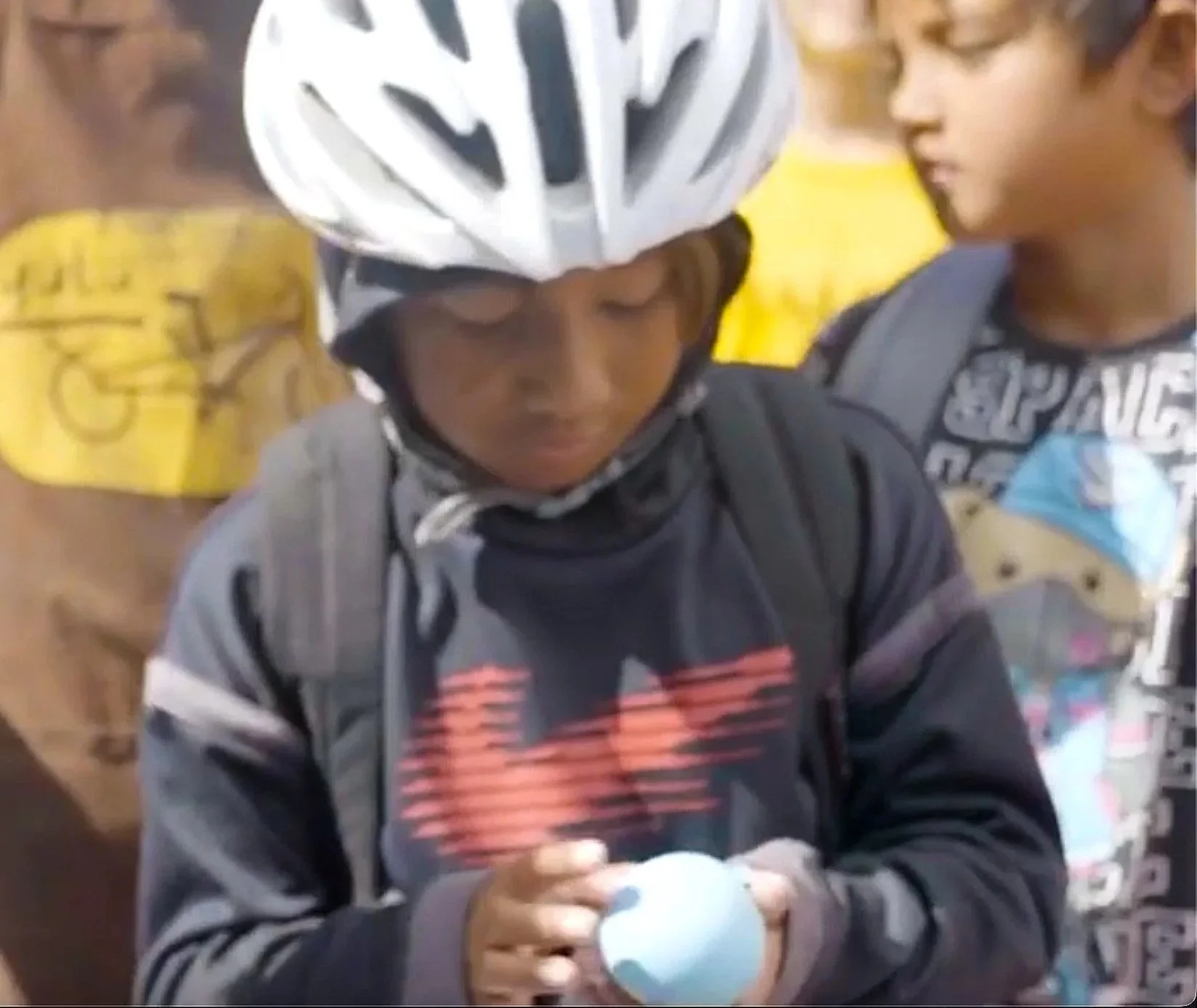 Over 80 kids came to the balloon throw, and 8 told their personal stories that inspired the mural.