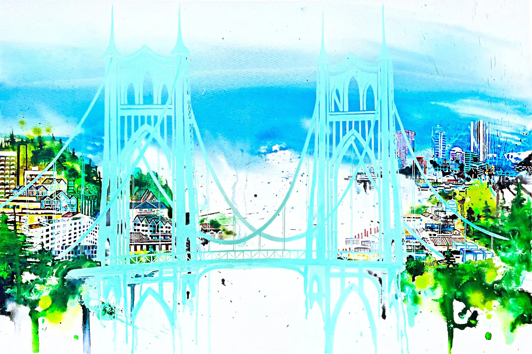 St Johns bridge in Blue