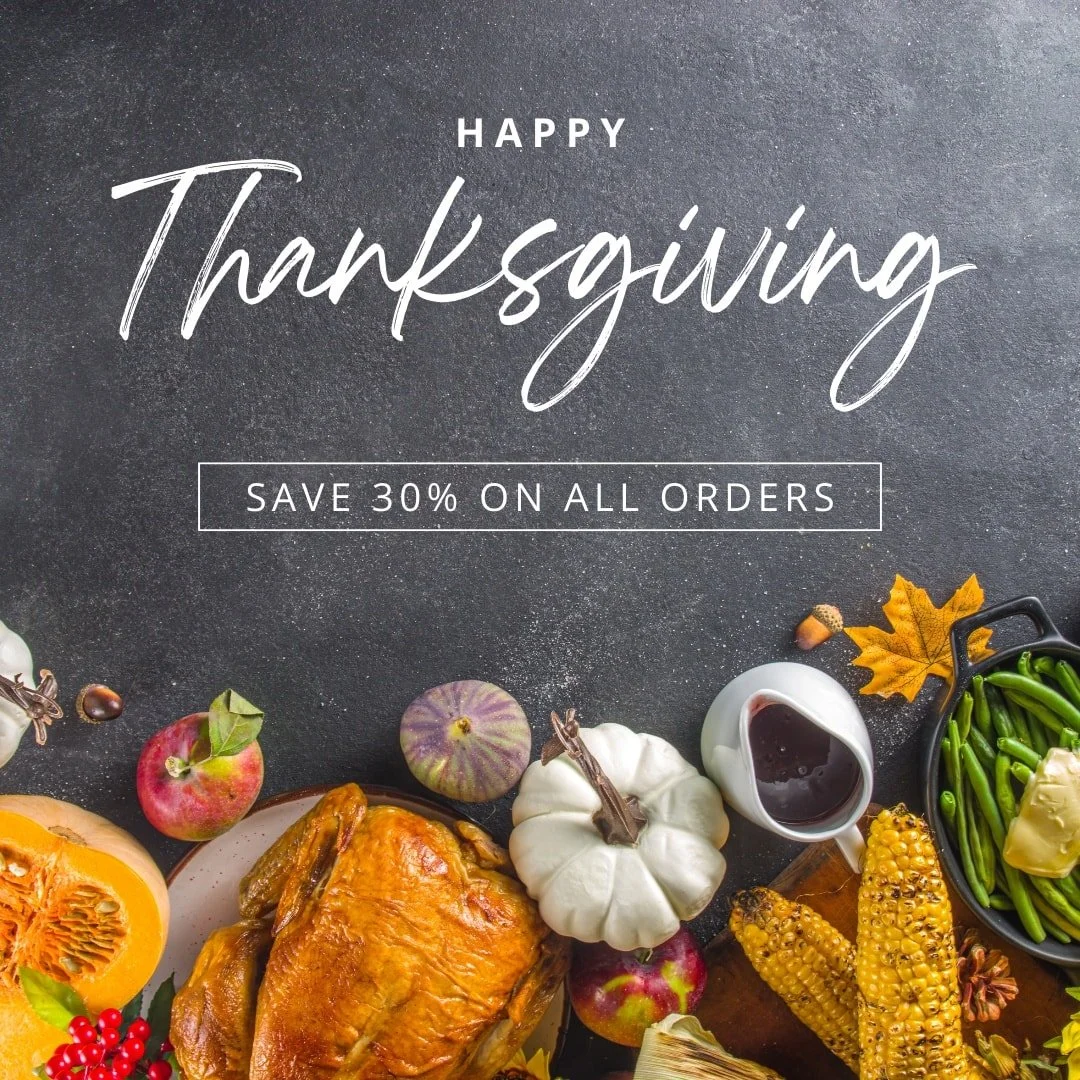 Happy Thanksgiving! 🦃

↪️ Our biggest sale of the year begins today
 Save 30% on all orders. No code needed. 😎