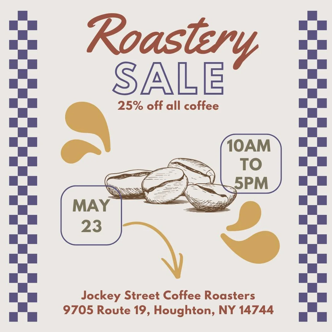 🎉 COME VISIT US! 🎉

We're beyond excited to open our roastery doors to customers TOMORROW ONLY! 

All the Details: 
✔️ May 23 ONLY 
✔️ 10am - 5pm 
✔️ Save 25% on all bagged coffee

Find us at: 
9705 Route 19, Houghton, NY 14744

Can't make it to ou