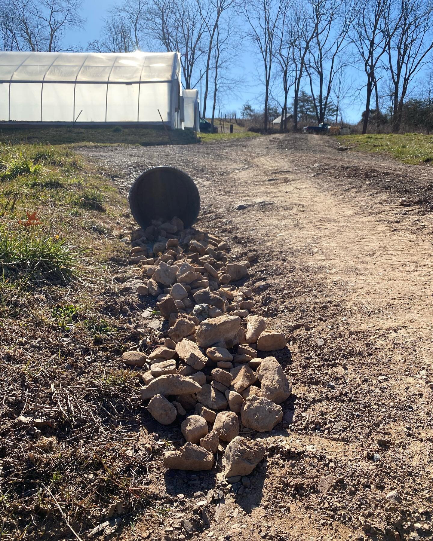 It&rsquo;s a beautiful day to harvest&hellip;.rocks! Stony ground is a small price to pay for farming in this beautiful valley. We got buckets of ankle turners out of our high tunnels today while we were clearing out winter crops. We dump the rocks i