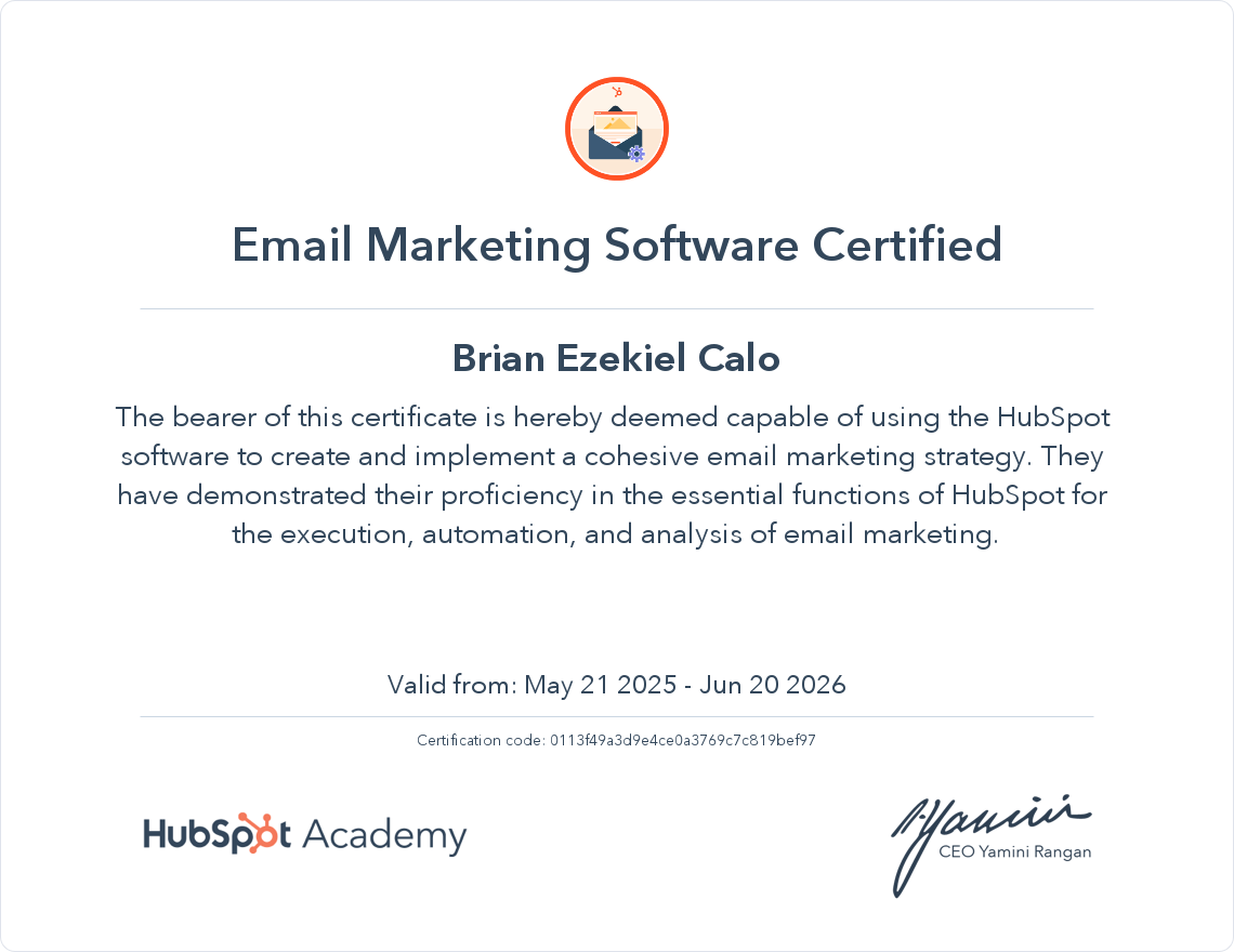 Email Marketing HubSpot Software Certificate.png