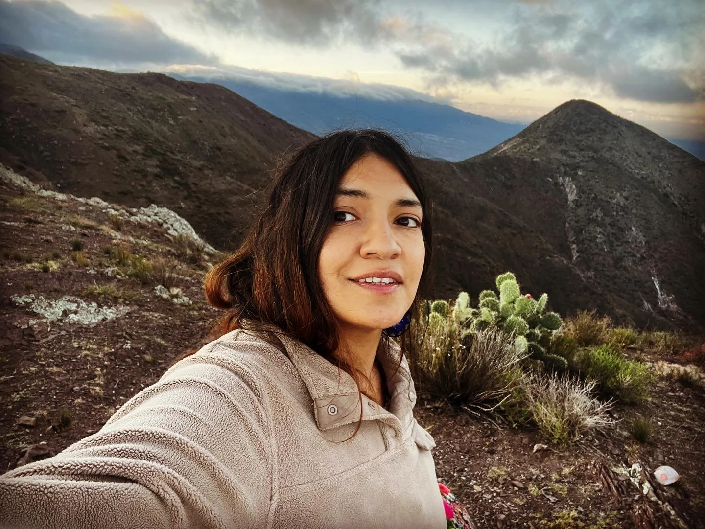 A person capturing a photo in Mexico at the end of their pilgrimage walk.