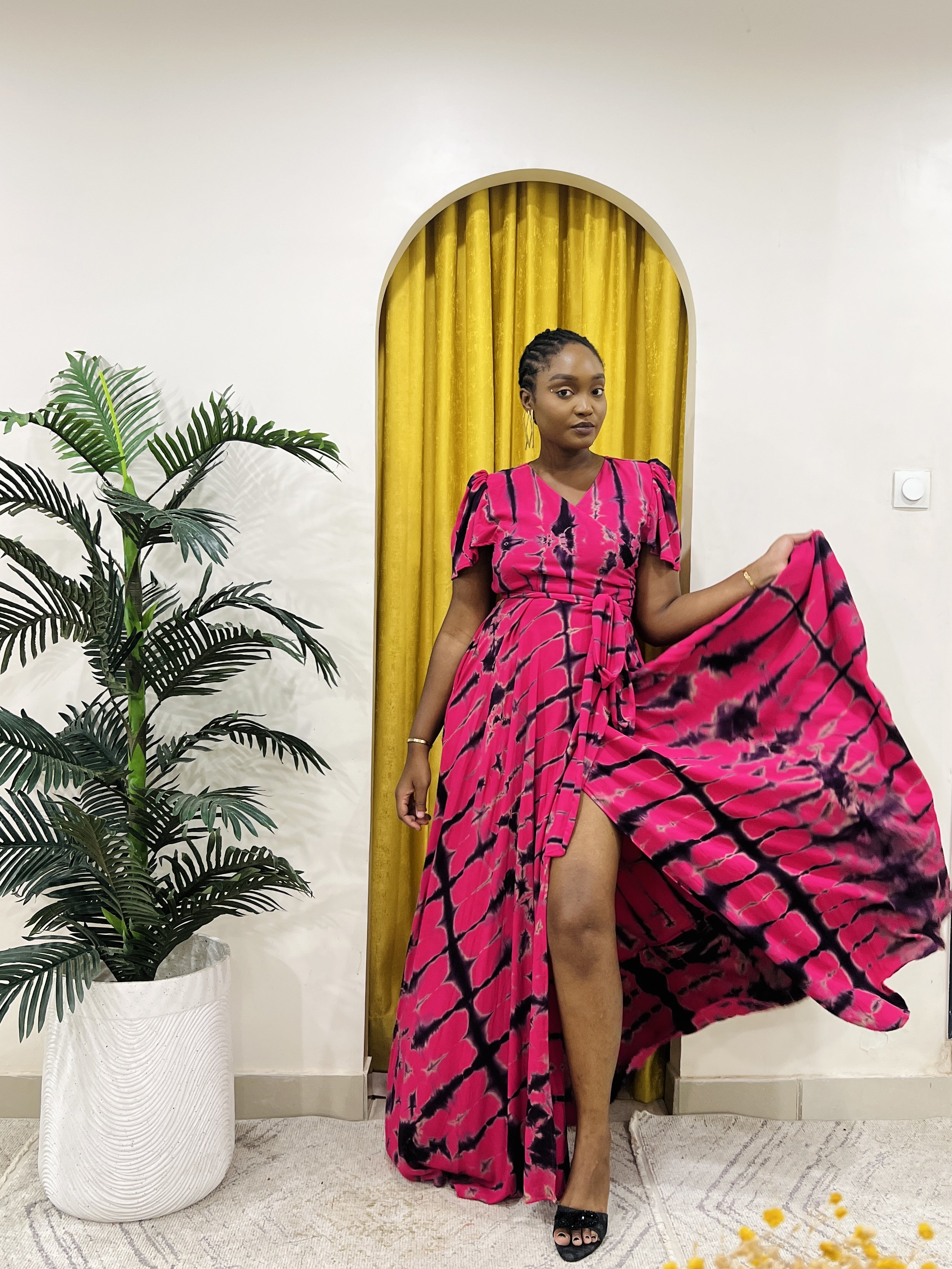 Model robe popular en soie senegalaise