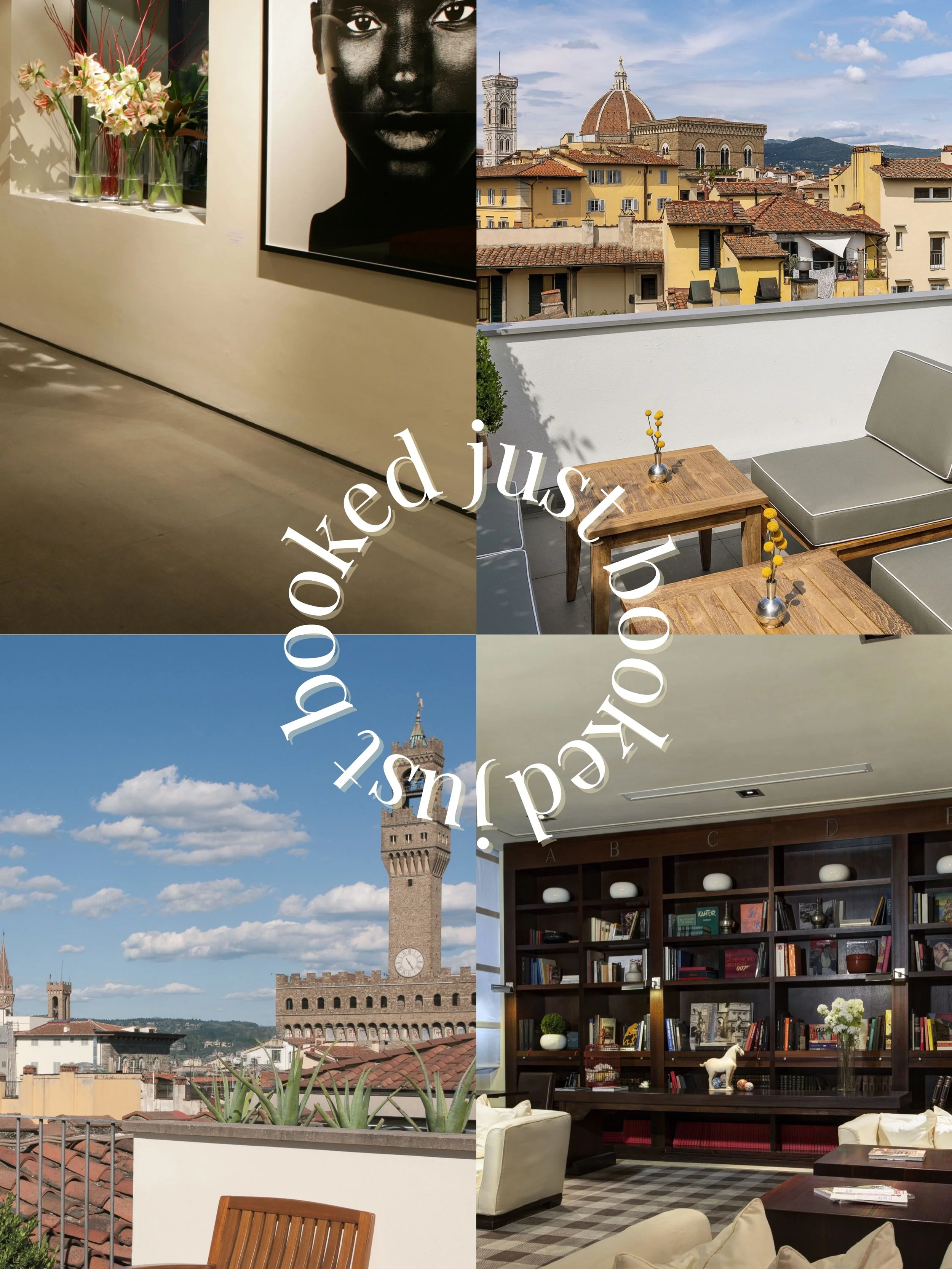 Booked!

Another unforgettable Italian stay, perfectly matched for my clients who will stay in Florence for their honeymoon.

This is the hotel I picked for them: the iconic Gallery Hotel Art&nbsp;@lungarnocollection.
Tucked steps away from Ponte Vec