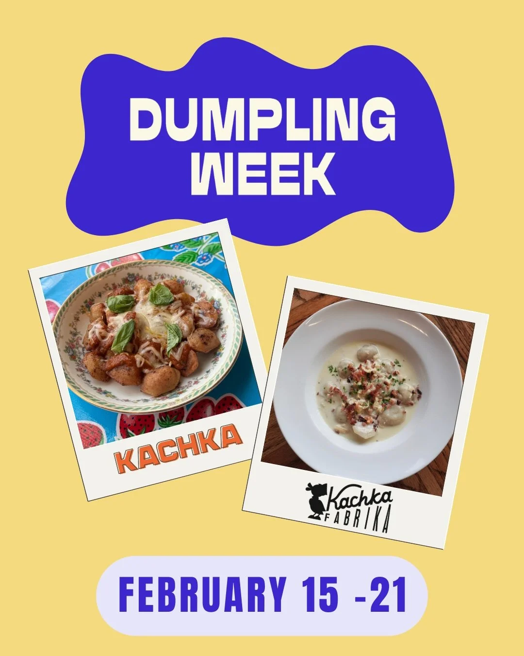 ARE YOU READY?! @dumplingweekpdx starts THIS Sunday, 2/15! We'll have some super special dumplings to share with you here at Kachka AND at @kachkafabrika - mark your calendars. Your dumpling dreams are coming TRUE!

KACHKA'S SPECIAL: Chicken Pel-migi