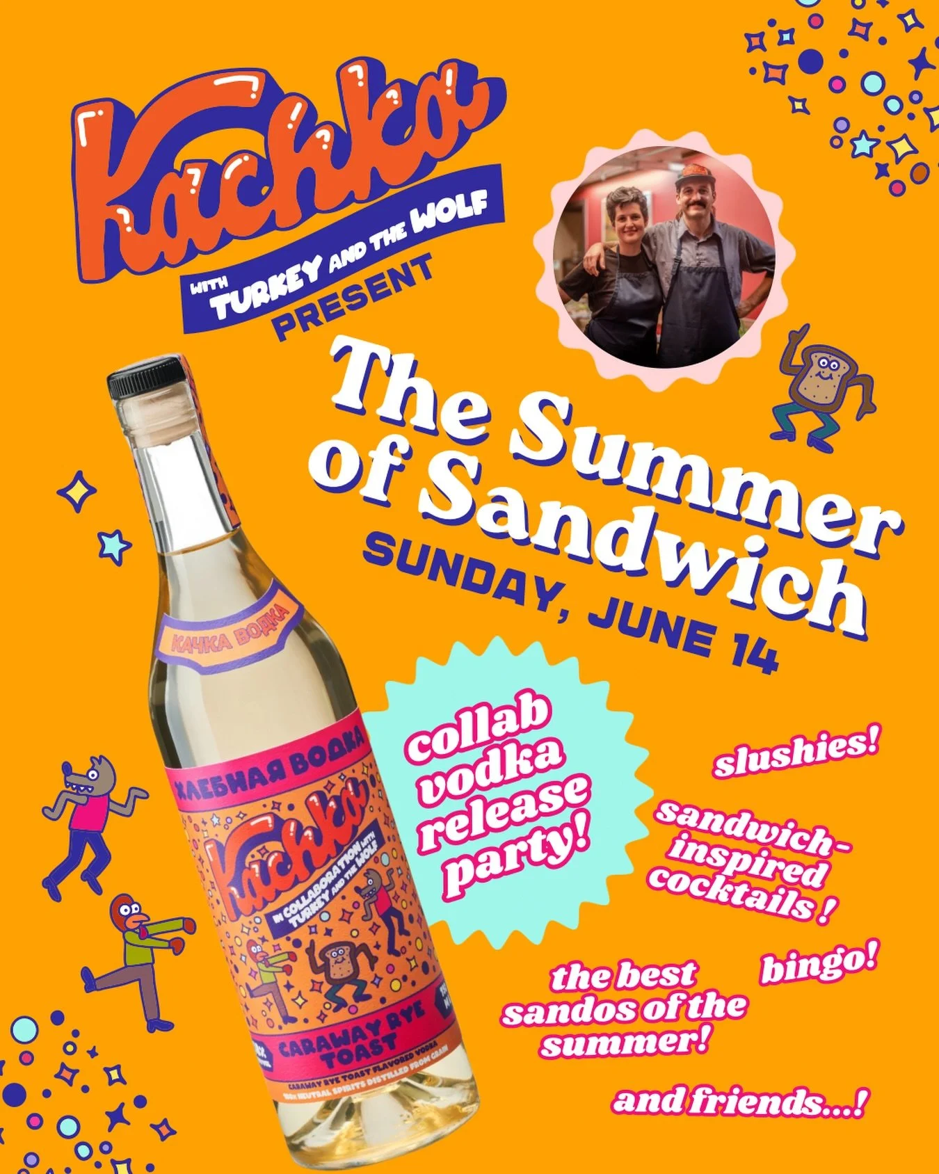 Mark your calendars- YOU&rsquo;RE INVITED TO THE SUMMER OF SANDWICH ON JUNE 14th! 🥪🌞💥

We&rsquo;re​ kicking off The Summer of Sandwich with a party in the parking in the parking lot of @kachkafabrika (our distillery bar) with special guest Mason H