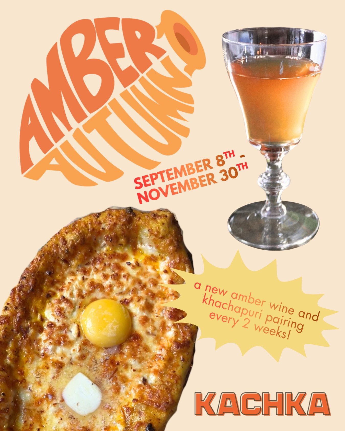 WELCOMING THE RETURN OF AMBER AUTUMN!!! 🍁Amber Autumn has become one of our favorite traditions, and we&rsquo;re excited to bring it back for a THIRD year of Georgian amber wines, ooey-gooey khachapuri, and a little friendly competition.

Starting T