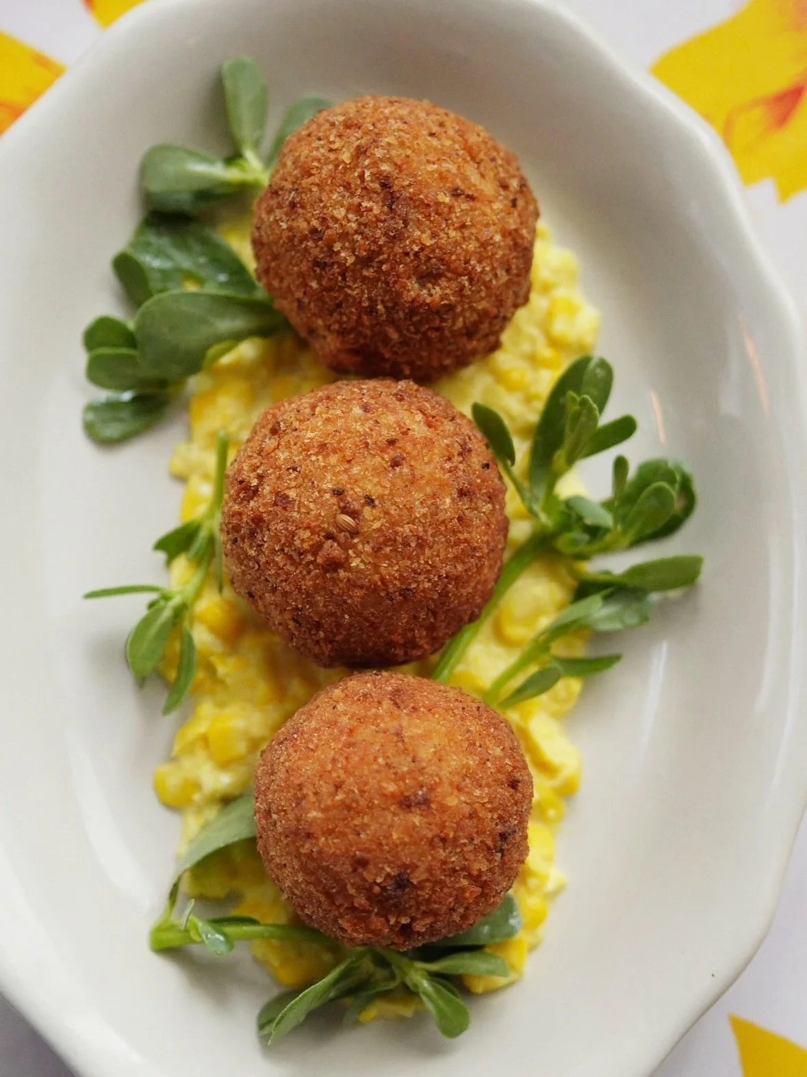 We didn&rsquo;t think Chicken Kiev could get any better until... 

Chicken Kiev CROQUETTES. 🐔

Three rye crusted and dill butter filled (!) chicken meatballs of joy atop a sweet corn mash and purslane salad. Prepare to be delighted!