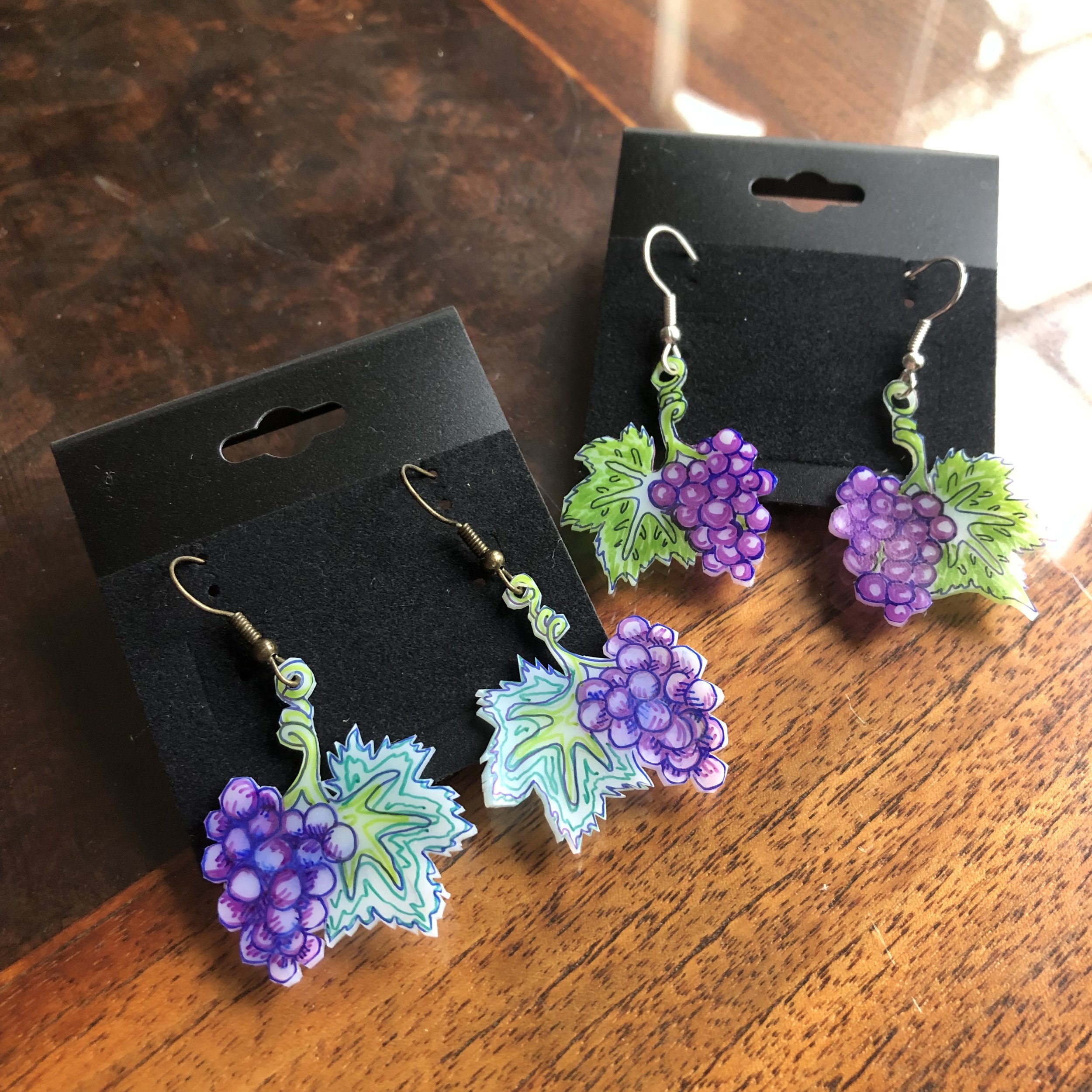 Grape Shrink Film Earrings