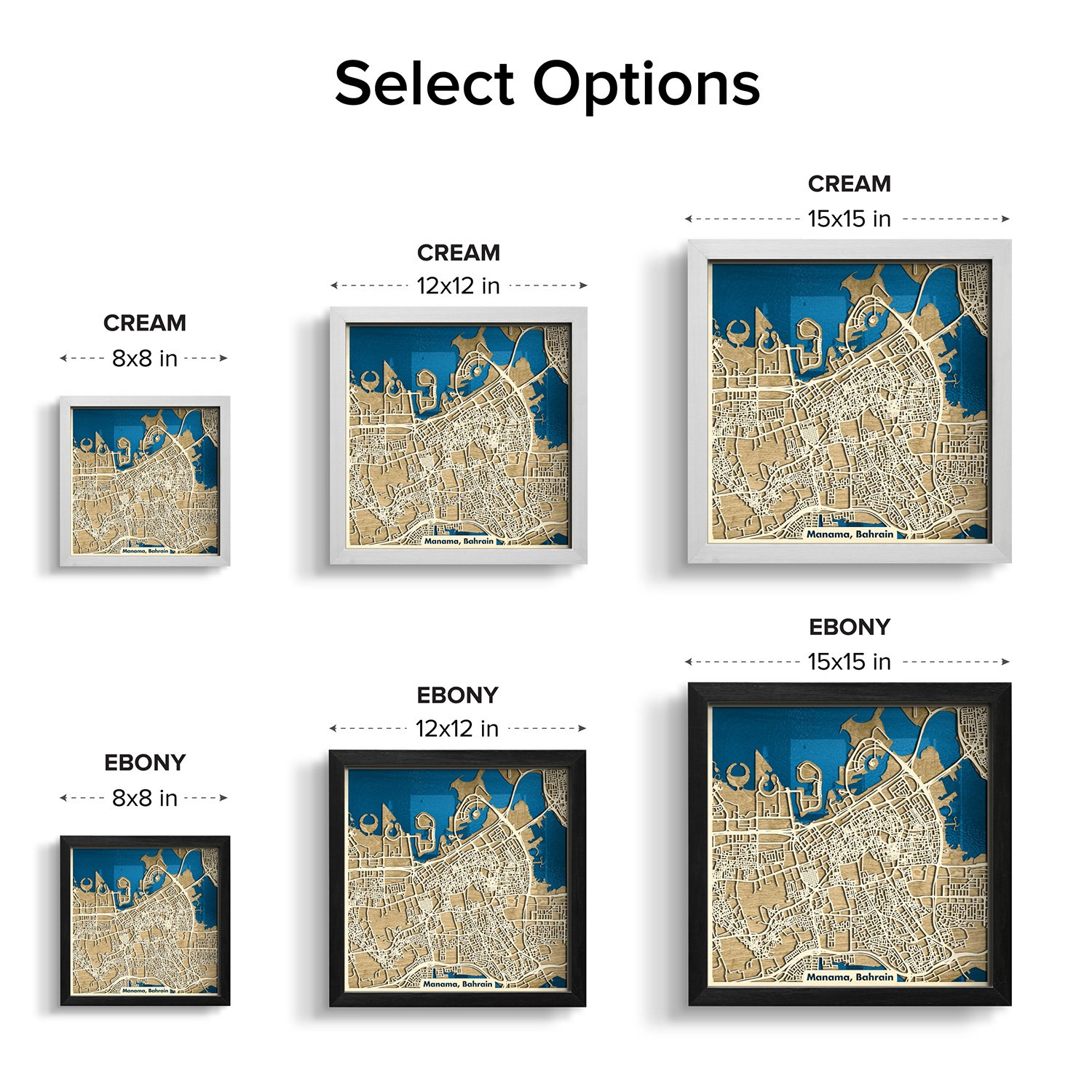 Manama Bahrain Map 3D Wooden Gift