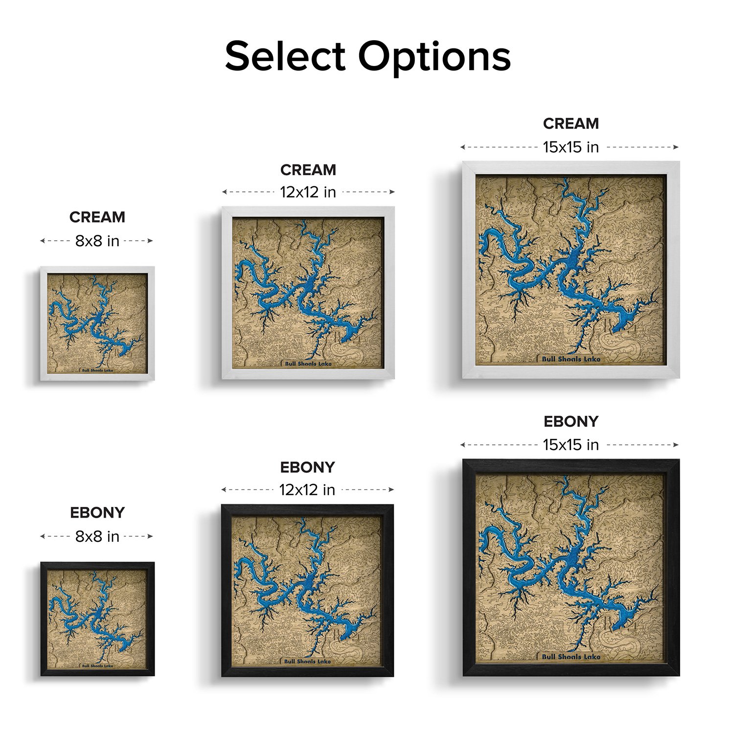 Bull Shoals Lake Map 3D Wooden Gift