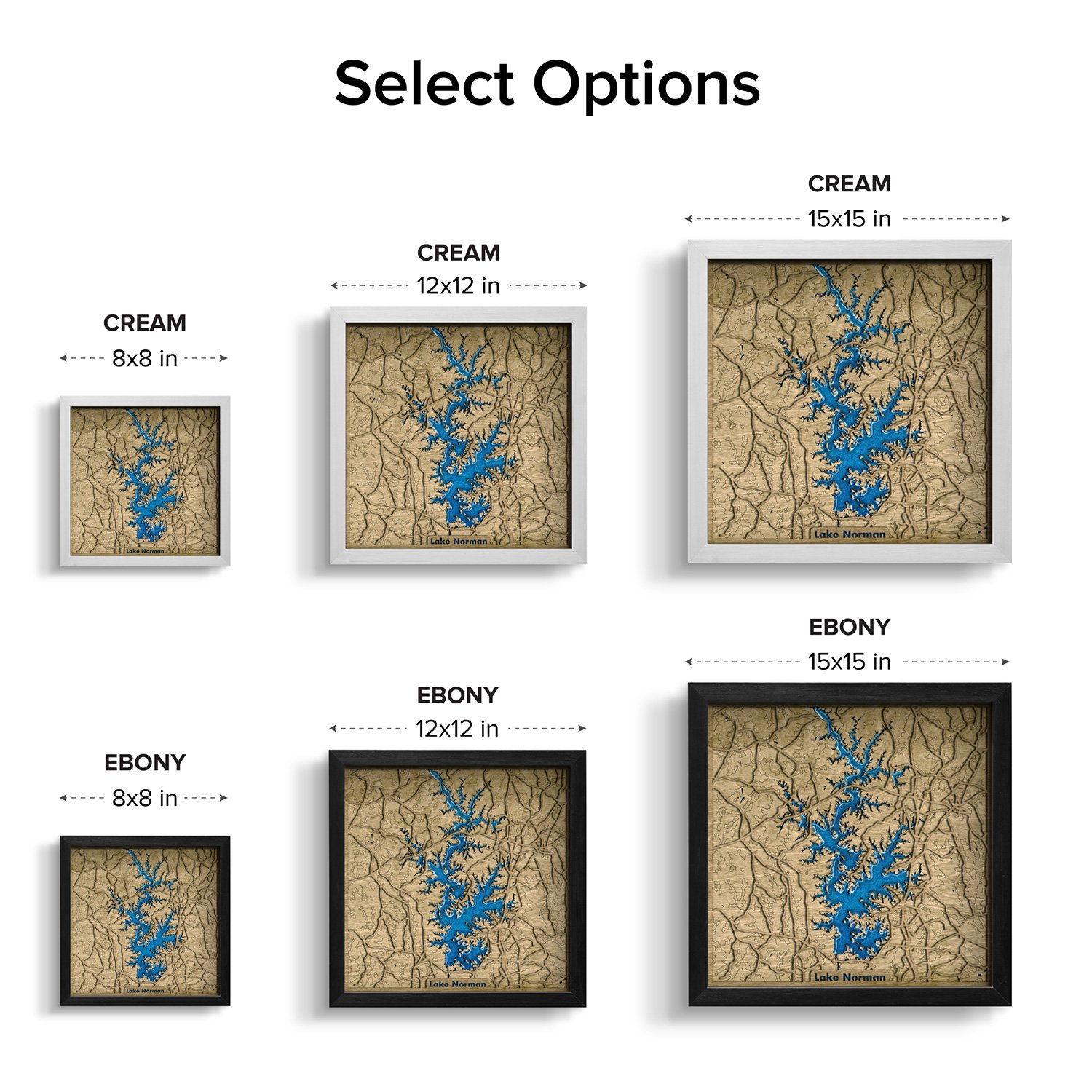 Lake Norman Map 3D Wooden Wall Art