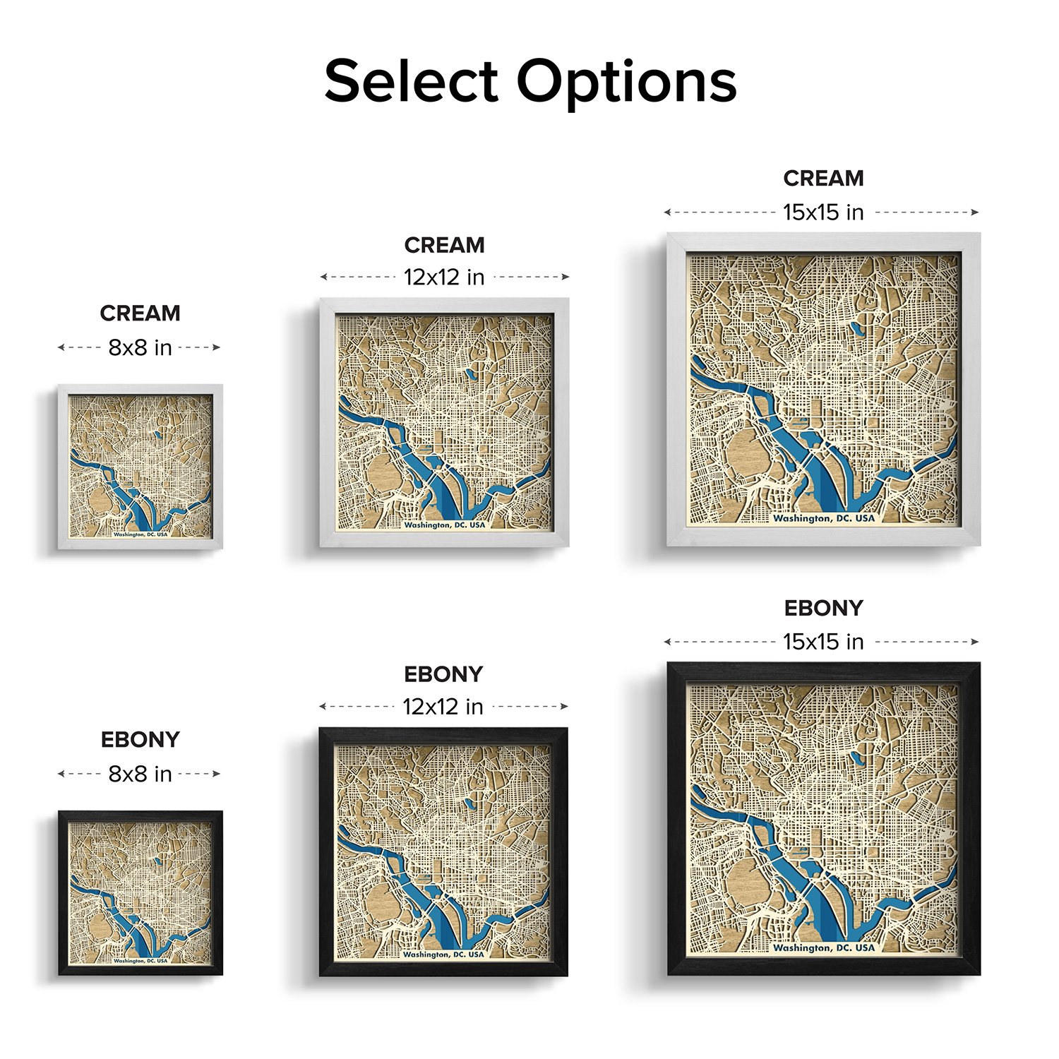 Washington DC USA Map 3D Wooden Gift
