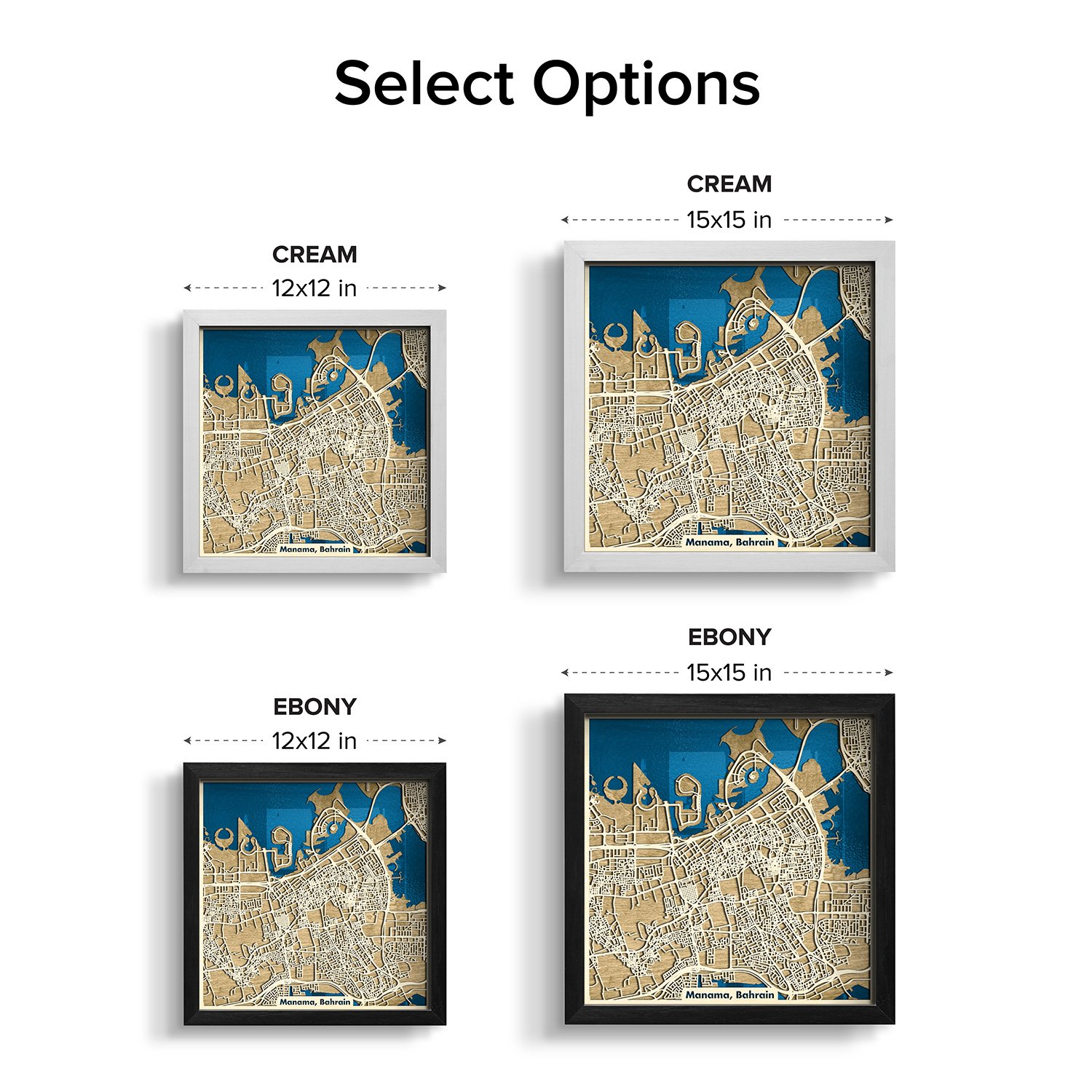 Manama Bahrain Map 3D Wooden Gift