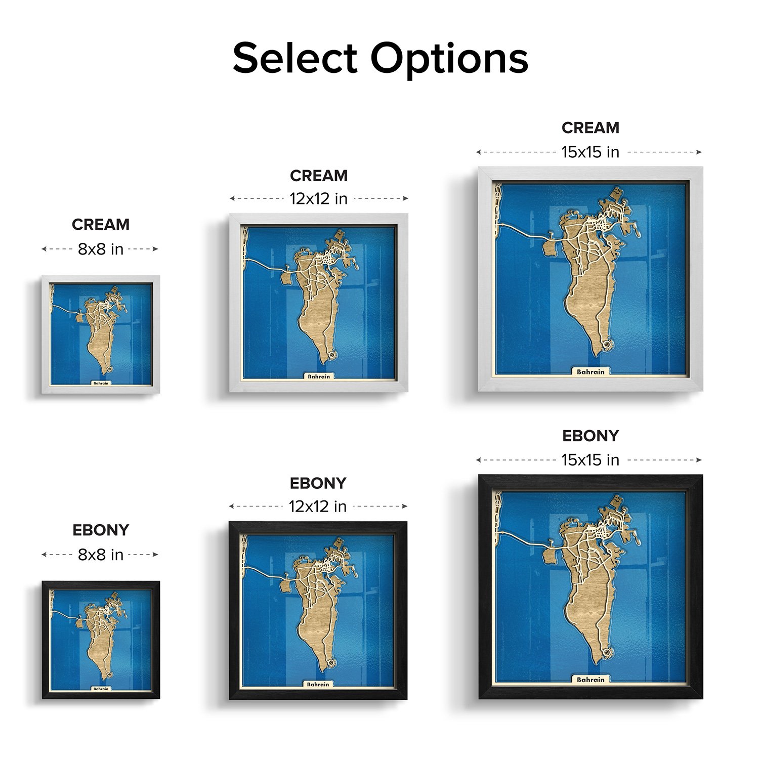 Kingdom of Bahrain Map 3D Wooden Map Wall Art